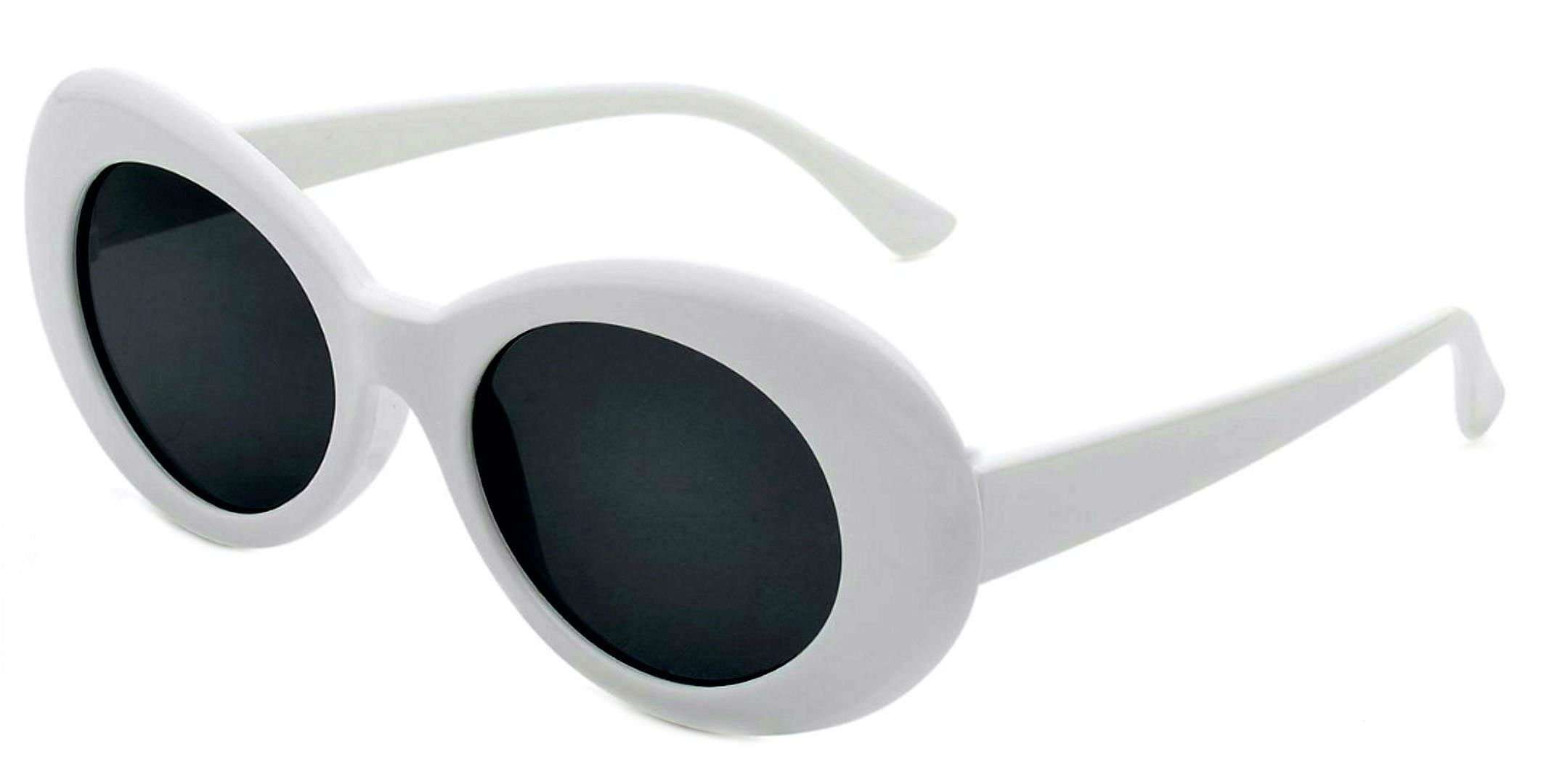 ADMIRING White Oval Round Sunglasses Thick Bold Clout Goggles Oval Mod Retro Vintage Kurt Cobain Inspired Sunglasses Lens - Image 1
