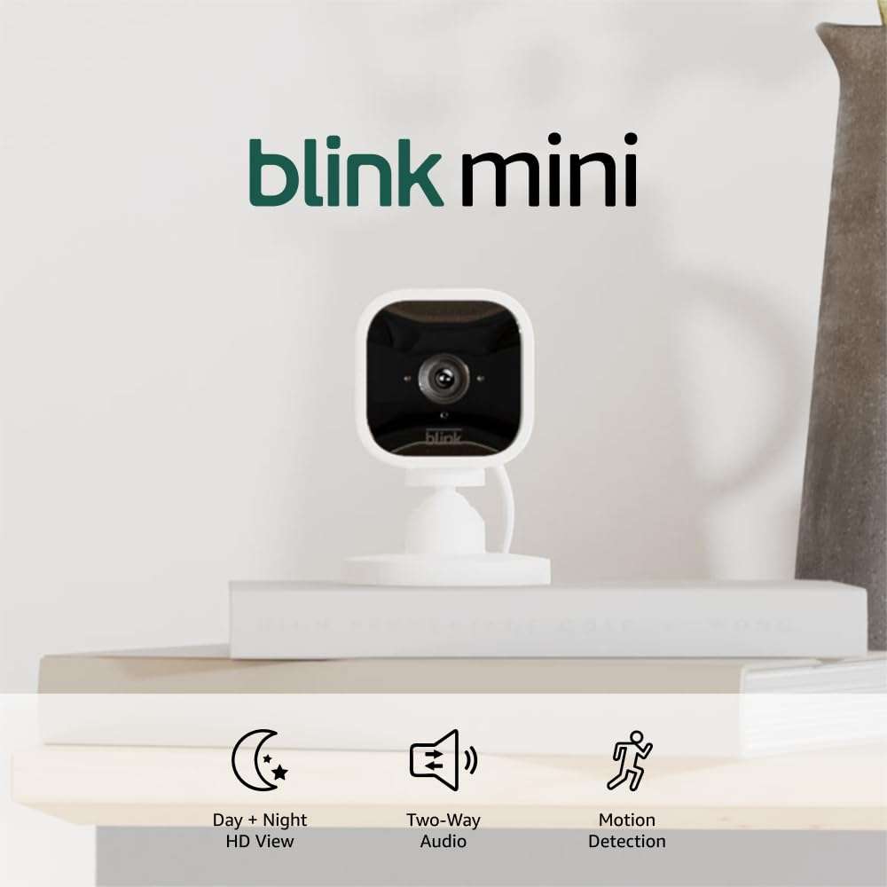 Blink Mini - Compact indoor plug-in smart security camera, 1080p HD video, night vision, motion detection, two-way audio, easy set up, Works with Alexa – 2 cameras (White) - Image 5