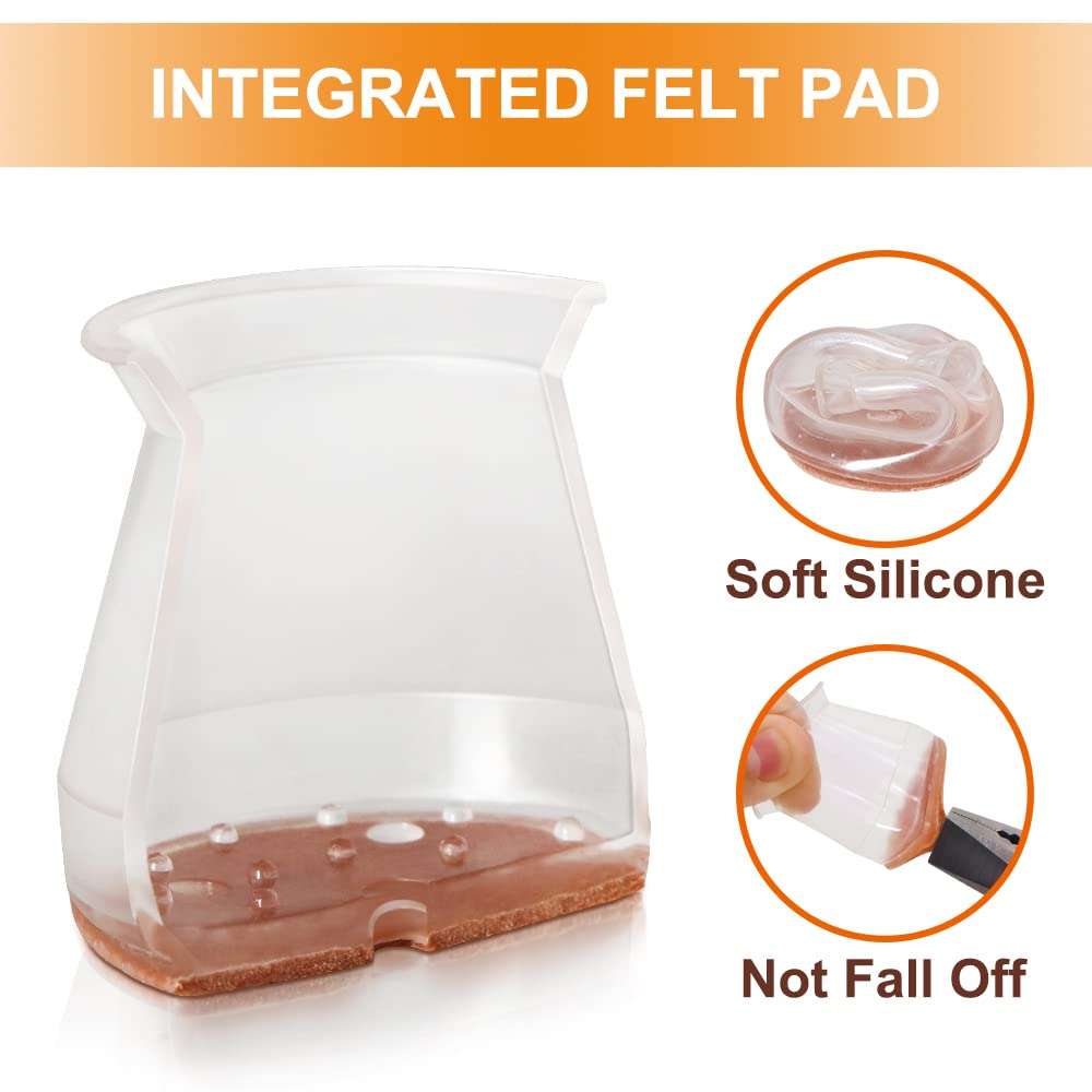 24 Pcs Chair Leg Floor Protectors for Hardwood Floors Silicone Covers to Protect Wood Tile Floors Felt Pads Furniture Leg Caps Anti-Scratch Reduce Noise (Fit:1.3"-2") - Image 3