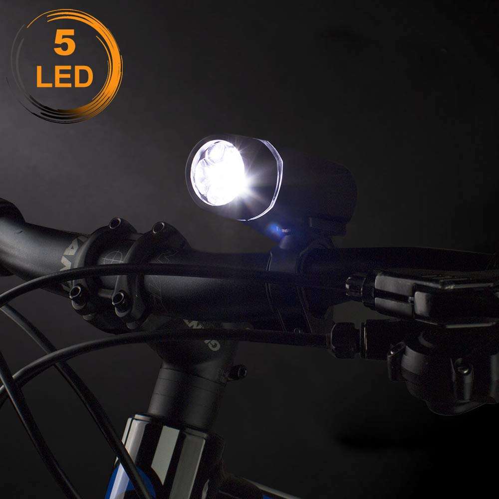 BV Bike Lights, Super Bright with 5 LED Bike Headlight & 3 LED Rear, Bike Lights for Night Riding with Quick-Release, Waterproof Bicycle Light Set, Bike Accessories, Bicycle Accessories, Flashlight - Image 2