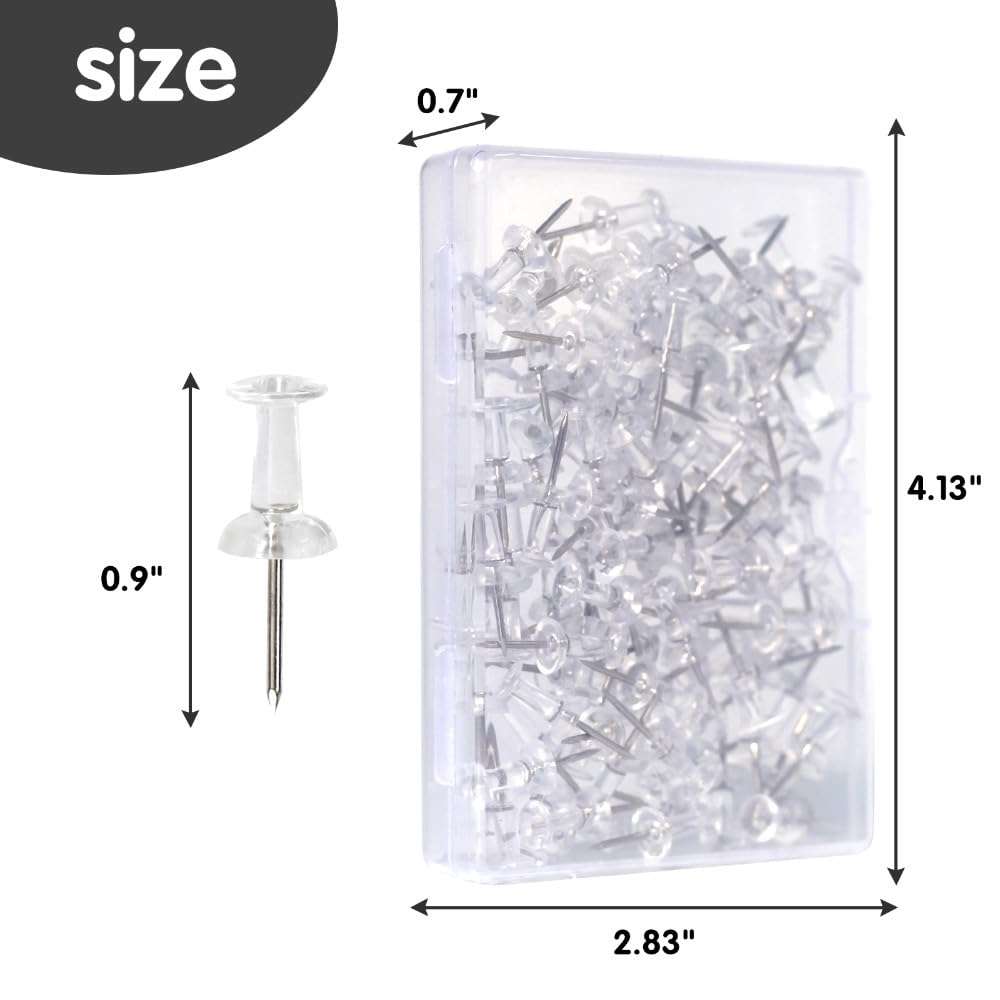 120-Pack Push Pins for Bulletin Board, Thumb Tacks with Clear Plastic Tip and Steel Tip, Portable and Durable Wall Tacks Suitable for Cork Board, Office and Daily Life - Image 2