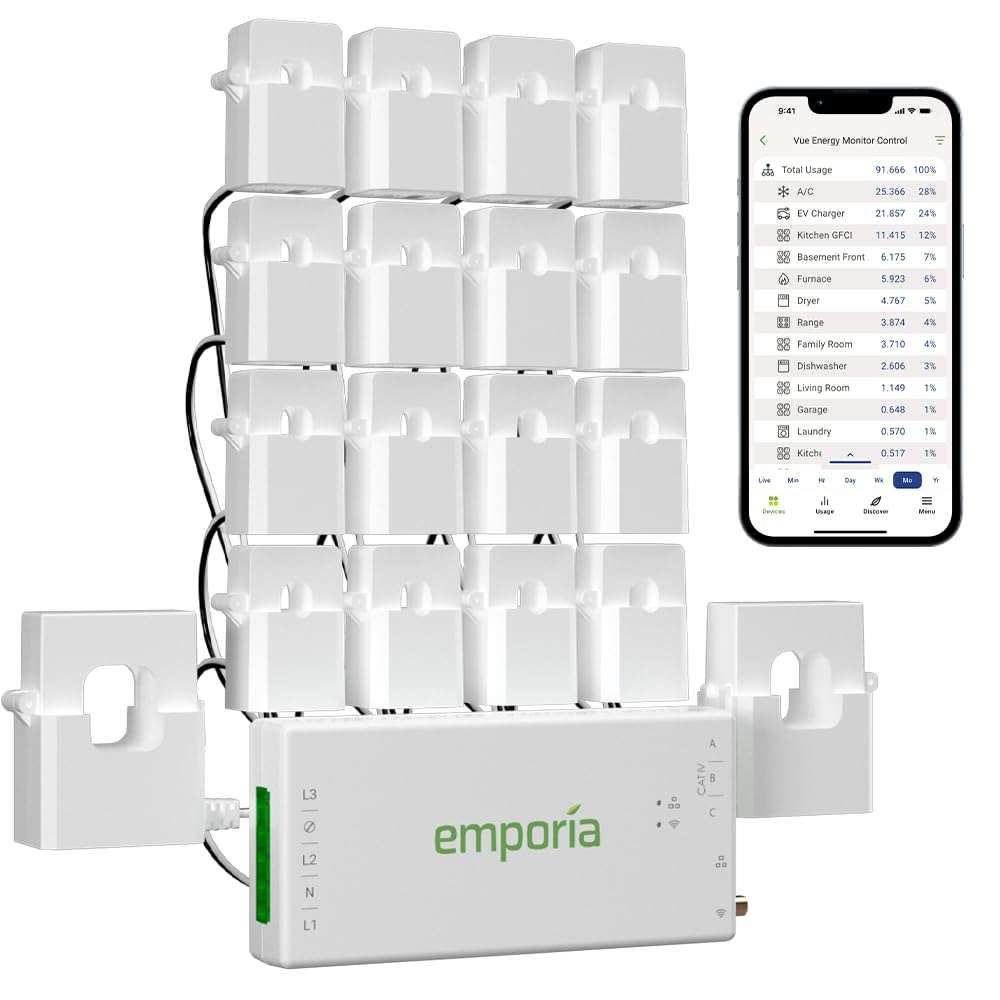 Emporia Vue 3 Home Energy Monitor - Smart Home Automation Module and Real Time Electricity Usage Monitor, Power Consumption Meter, Solar and Net Metering for UL Certified Safe Energy Monitoring - Image 1