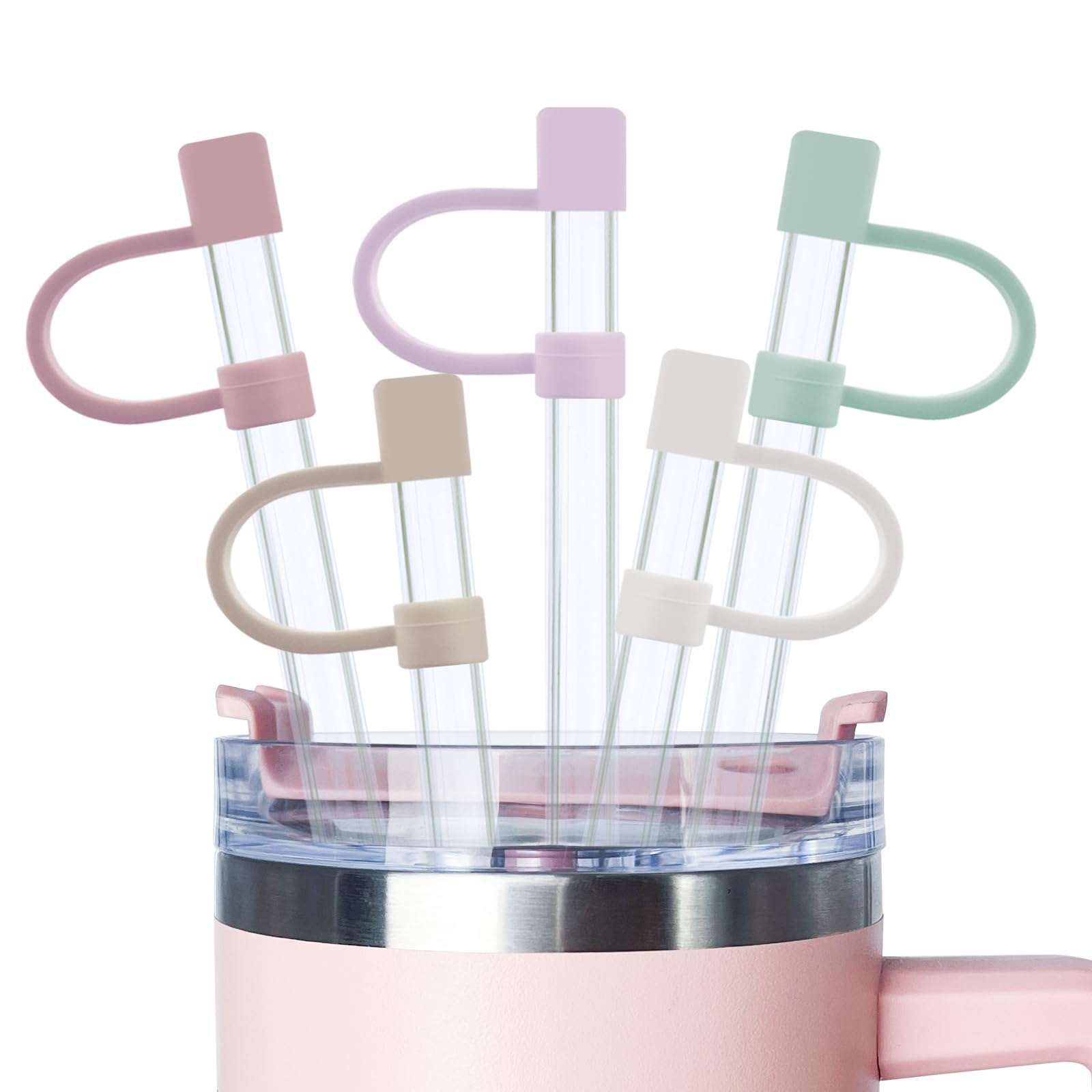 Velaco 5Pcs 0.4in/10mm Diameter Silicone Straw Covers Cap Compatible with Stanley 20 30&40 Oz Cup, Straw Toppers for Stanley 40 Oz Tumbler with Handle, Dust-Proof Straw Caps for Water Bottle - Image 7