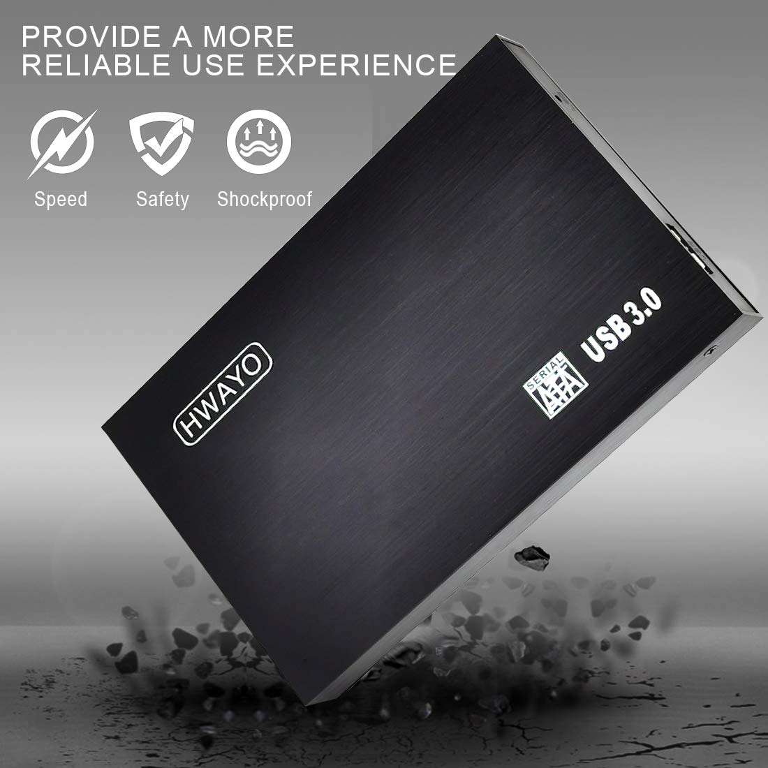 HWAYO 2.5'' 320GB Ultra Slim Portable External Hard Drive USB3.0 HDD Storage for Xbox One Consle, PC, Laptop (Black) - Image 4