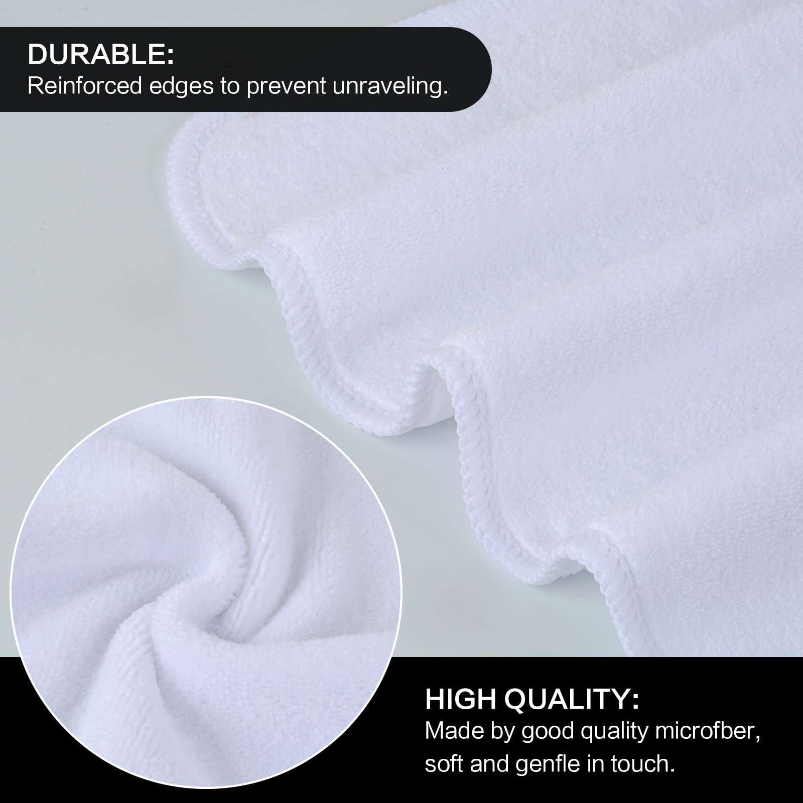 SINLAND Microfiber Facial Cloths Fast Drying Washcloth 12inch x 12inch White 6 pack - Image 4