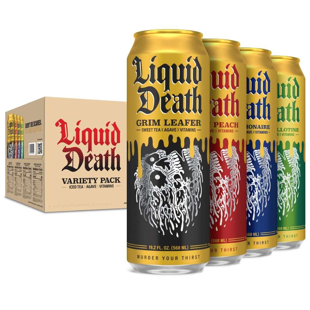 Liquid Death Iced Tea Variety 12-Pack (19.2 Oz Cans) | Grim Leafer | Rest in Peach | Dead Billionaire | Green Guillotine - Image 7