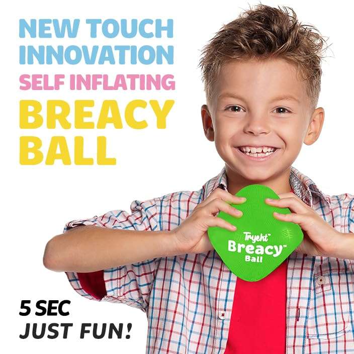 Tryeht Self Inflating Ball 5", Rubber New Feel Breacy Ball, Hi Bouncy, Never Need Pump, Neon Green, Playground Balls, Handball, Dodgeballs, Picnic and School Play in and Outdoor - Image 3
