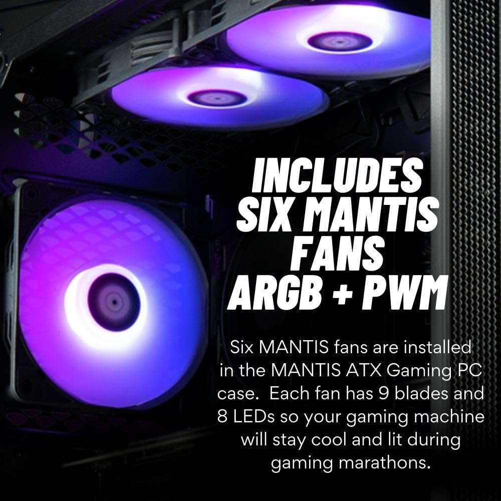Mantis V2 Gaming Desktop PC - (NVIDIA GeForce RTX 5090, AMD Ryzen 7 9800X3D Processor, 64GB DDR5 RAM, 2TB NVMe Gen4 SSD, HDMI, WiFi 6E + BT, Windows 11 Pro) - Prebuilt RGB Gamer Desktop Computer - Image 3