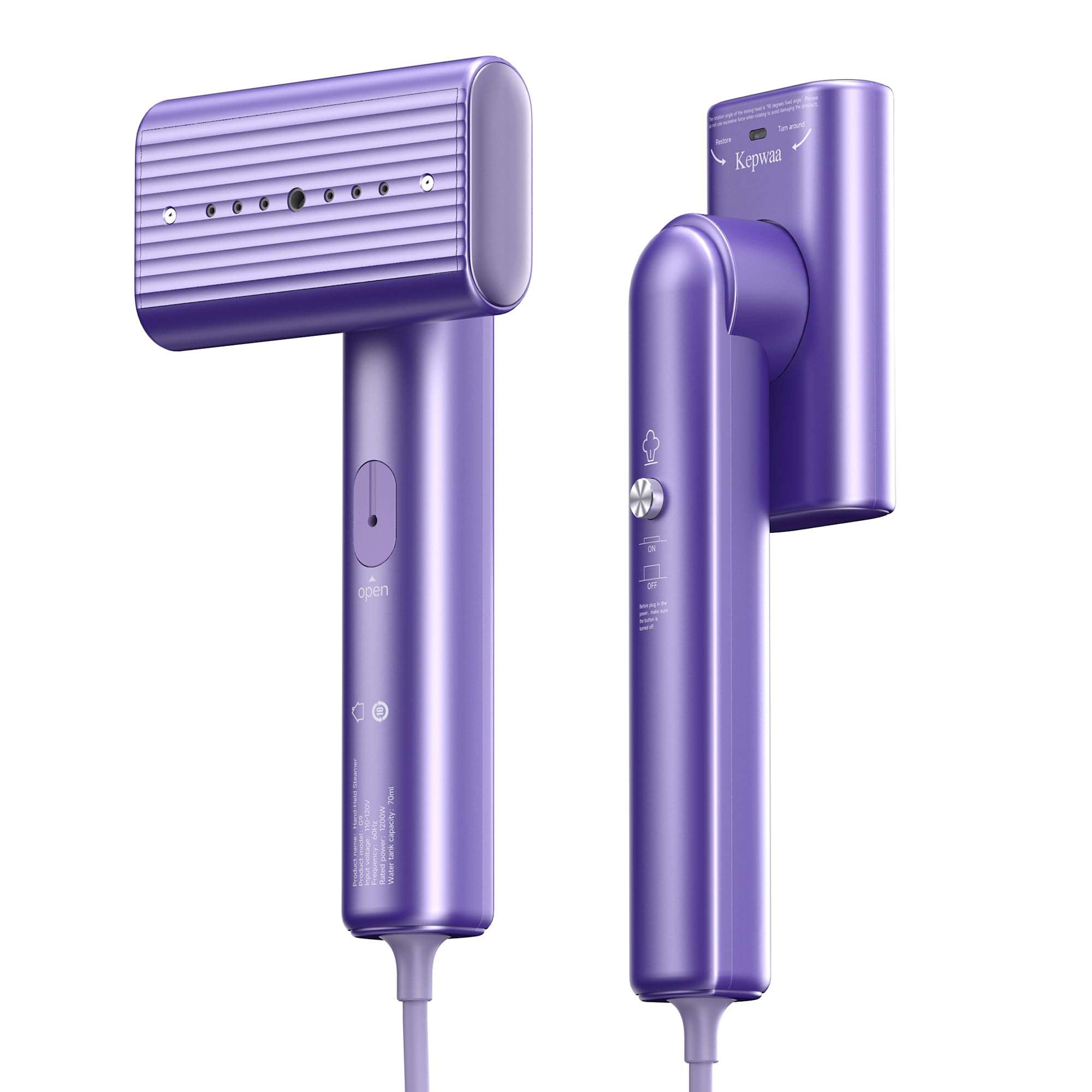 Travel Portable Steamer for clothes - Handheld Steamer for Fabric Clothing Wrinkles, 15s Fast Heat-up Rotary Garment Steamer, 1200W Light Mini Steam Iron for Home, Office and Travel (Purple) - Image 1