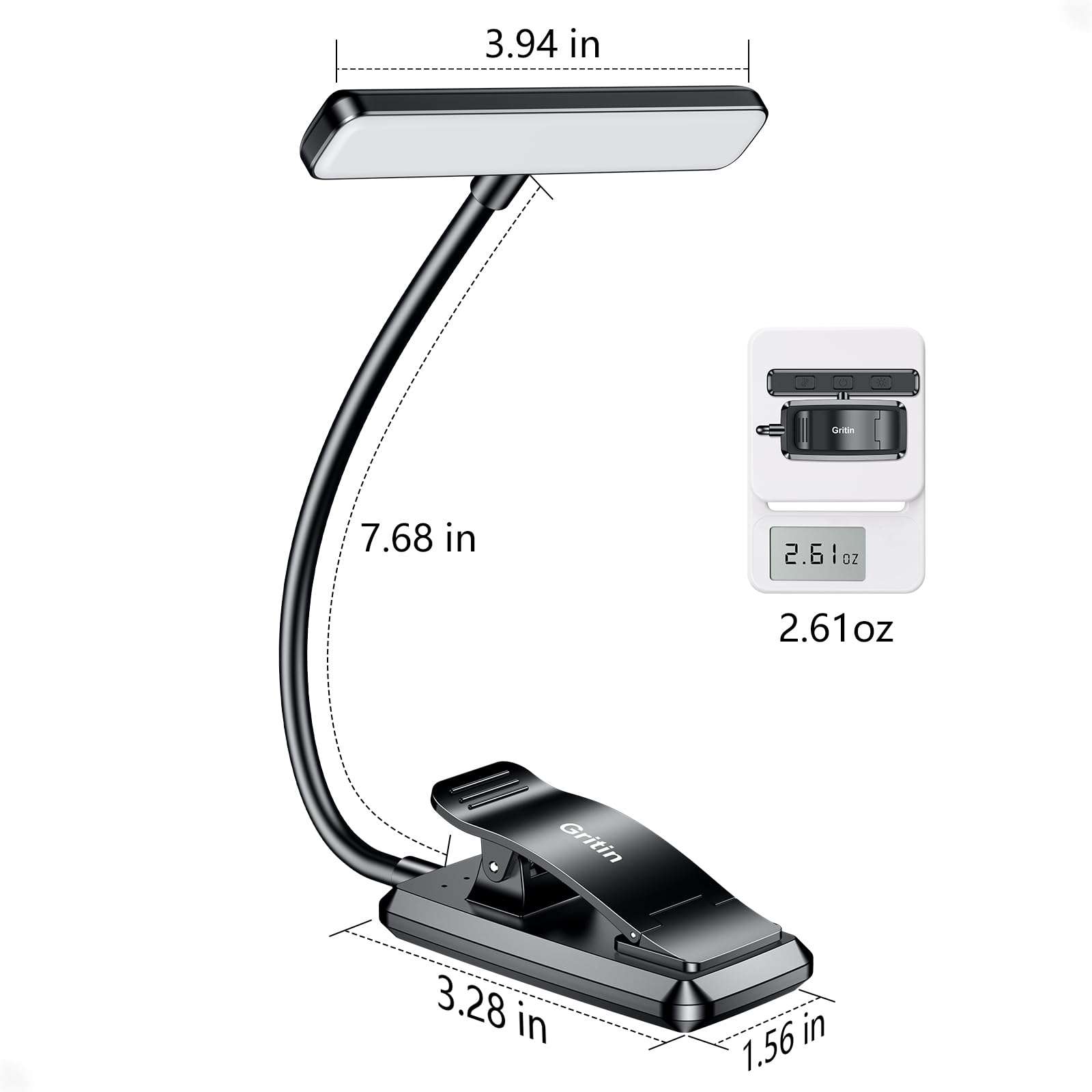 Gritin 19 LED Rechargeable Book Light for Reading in Bed with Memory Function- Eye Caring 3 Color Temperatures,Stepless Dimming Brightness,80 Hrs Runtime Lightweight Clip on Light for Book Lovers - Image 8