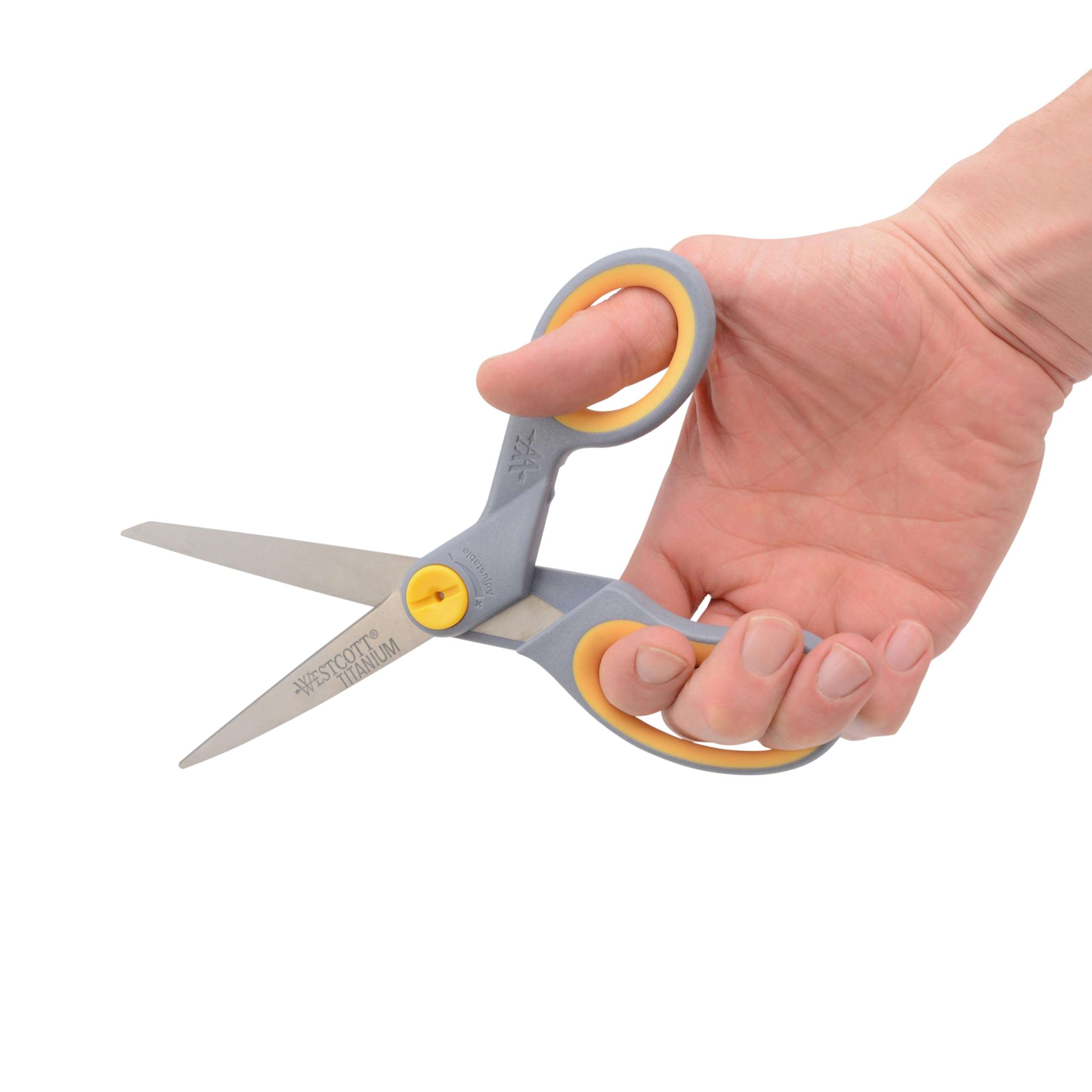 Westcott 8-Inch Titanium-Bonded Scissors with Adjustable Glide Feature for Office and Home - Gray/Yellow, 2-Pack - Image 8