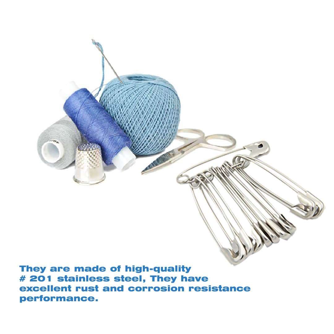 80Pcs Extra Large Safety Pins 2.2 inch (55mm) -Heavy Duty Large Safety Pins, Stainless Steel Safety Pin for Sewing,Baby Clothing, Diapers,Laundry,Decorations. - Image 3