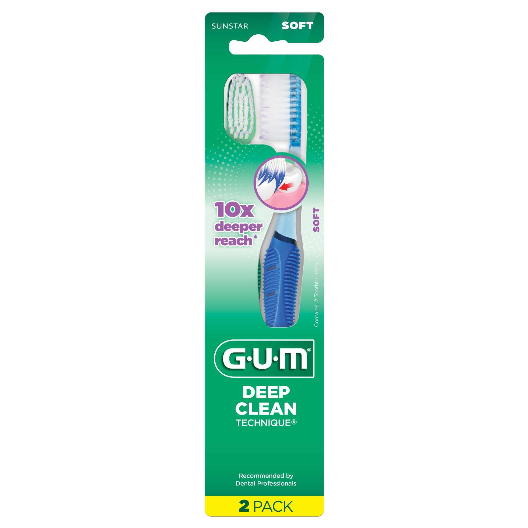 GUM Technique Deep Clean Toothbrush - Full Head - Soft Toothbrushes for Adults with Sensitive Gums - Extra Fine Bristles, 2 Count - Image 9