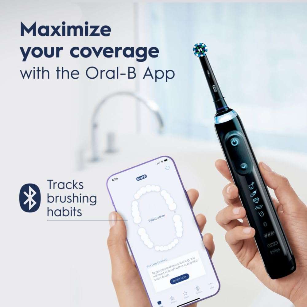 Oral-B Genius X Limited Rechargeable Electric Toothbrush with 1 Replacement Brush Head, Travel Case, Midnight Black - Image 4