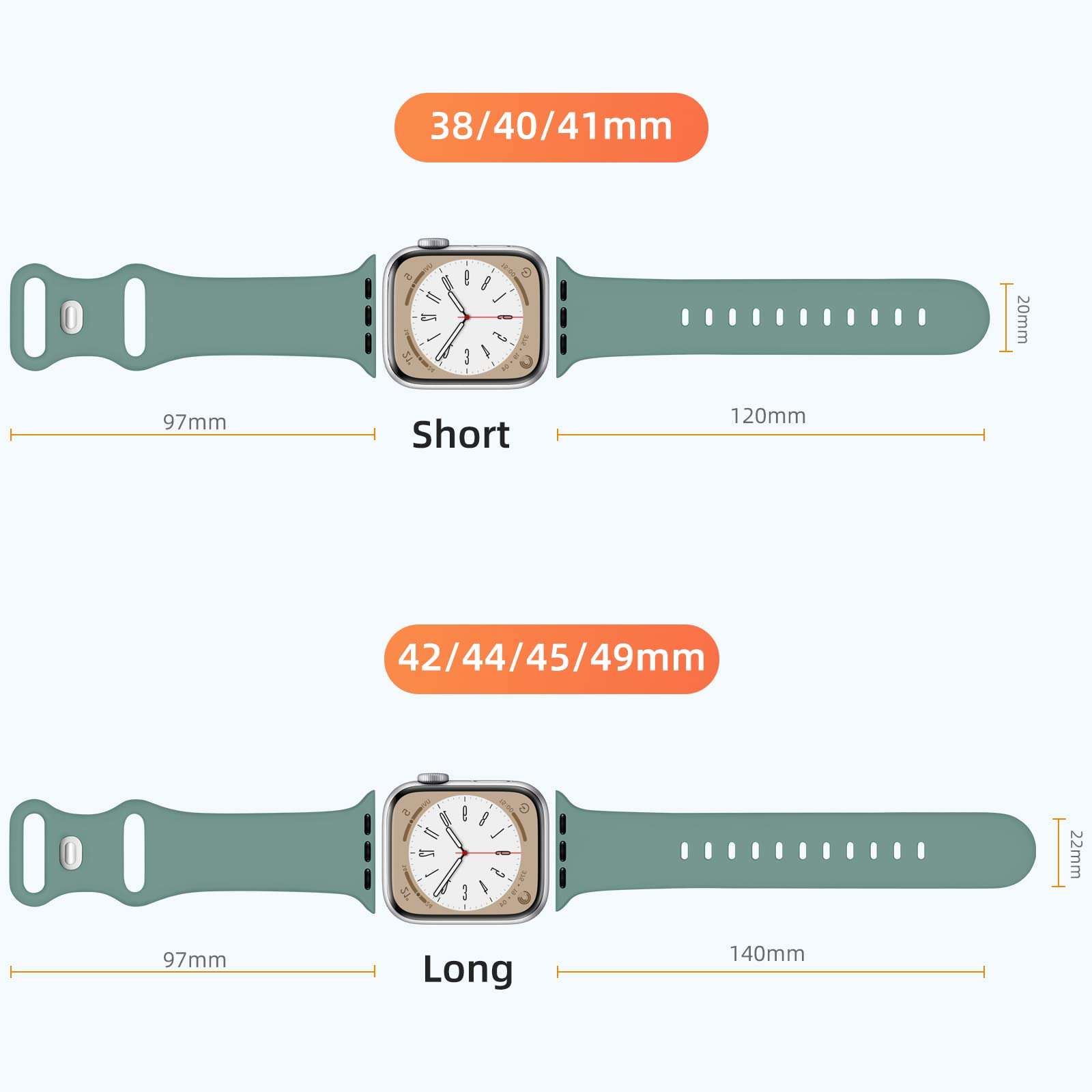 Maledan 6 Pack Bands Compatible for Apple Watch Band 38mm 40mm 41mm 42mm 44mm 45mm 46mm 49mm Women Men, Soft Silicone Sport Replacement Band for iWatch Apple Watch Series 10 9 8 7 6 5 4 3 SE Ultra - Image 8