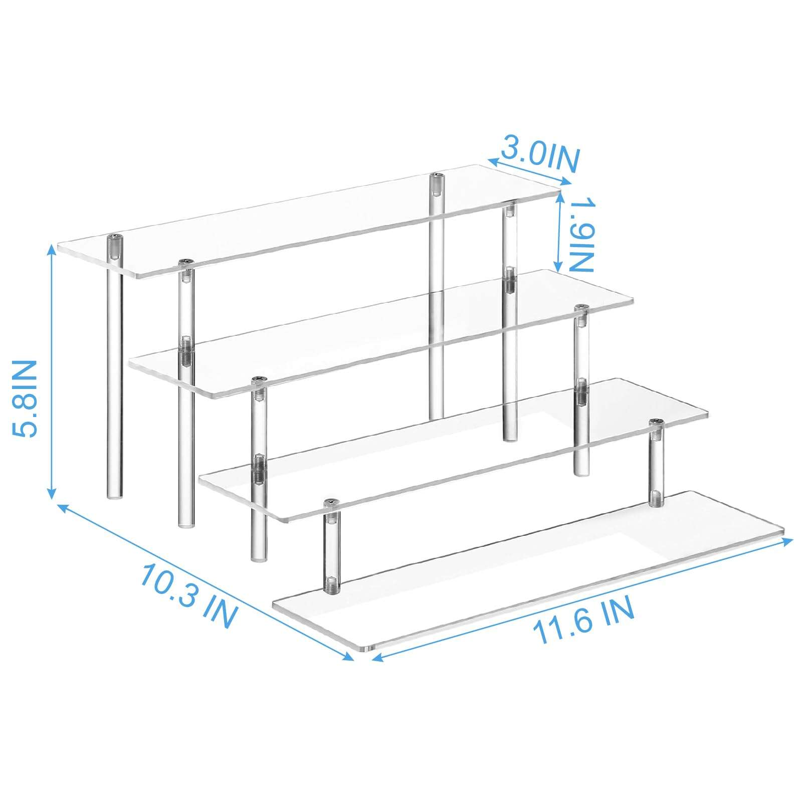 HENABLE 4 Tier Acrylic Perfume Organizer Stand, Clear Display Risers for Perfume, Cologne, Cosmetic, Skincare, Funko POP, Dessert Display, Cupcake Stand Holder - Image 2