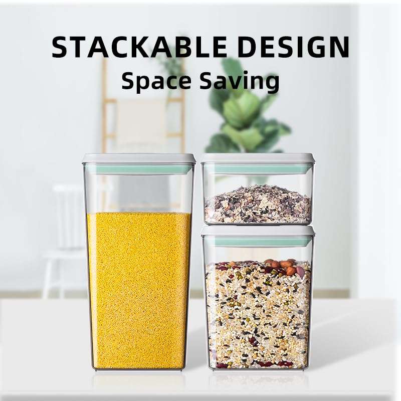 Ankou Airtight Food Storage Container Sets with Lids 6Pcs Pop Containers for Kitchen Pantry Organization BPA-Free Stackable Kitchen Storage Containers for Cereal Flour Sugar (0.5, 1.2, 1.8qt)*2 - Image 6