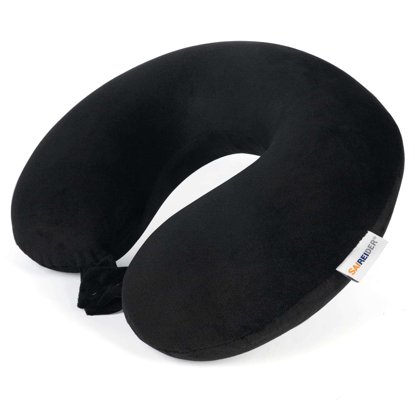 SAIREIDER Travel Pillow 100% Pure Memory Foam Travel Neck Pillow, Airplane Pillow for Traveling、Car、Home、Office，Washable Cover（Black） - Image 1