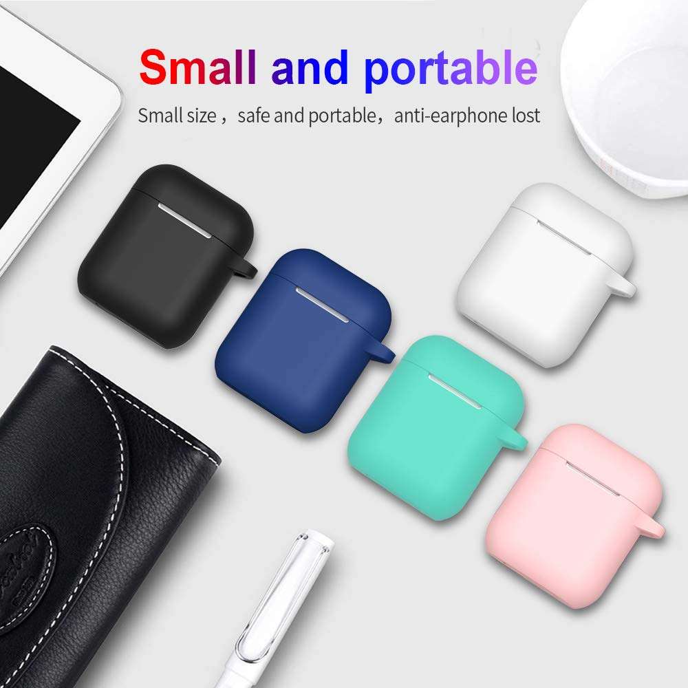SATLITOG Case Cover with Secure Lock Keychain, Protective Silicone Cover Compatible with Apple AirPods 2nd & 1st Charging Case - Mint Green - Image 8