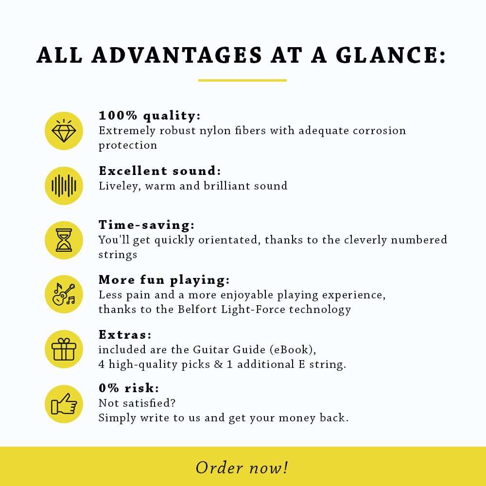 BELFORT® quality acoustic guitar strings - 6 string set - Premium coating with Phosphor Bronze (guitar strings acoustic 6 string set) BONUS: 4 Picks + 1 High E String - cuerdas para guitarra acustica - Image 7