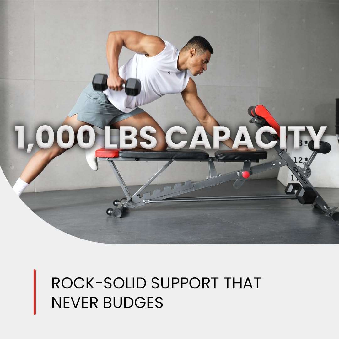 Finer Form Multi-Functional FID Weight Bench for Full All-in-One Body Workout – Hyper Back Extension, Roman Chair, Adjustable Ab Sit up Bench, Incline Decline Bench, Flat Bench - Image 4