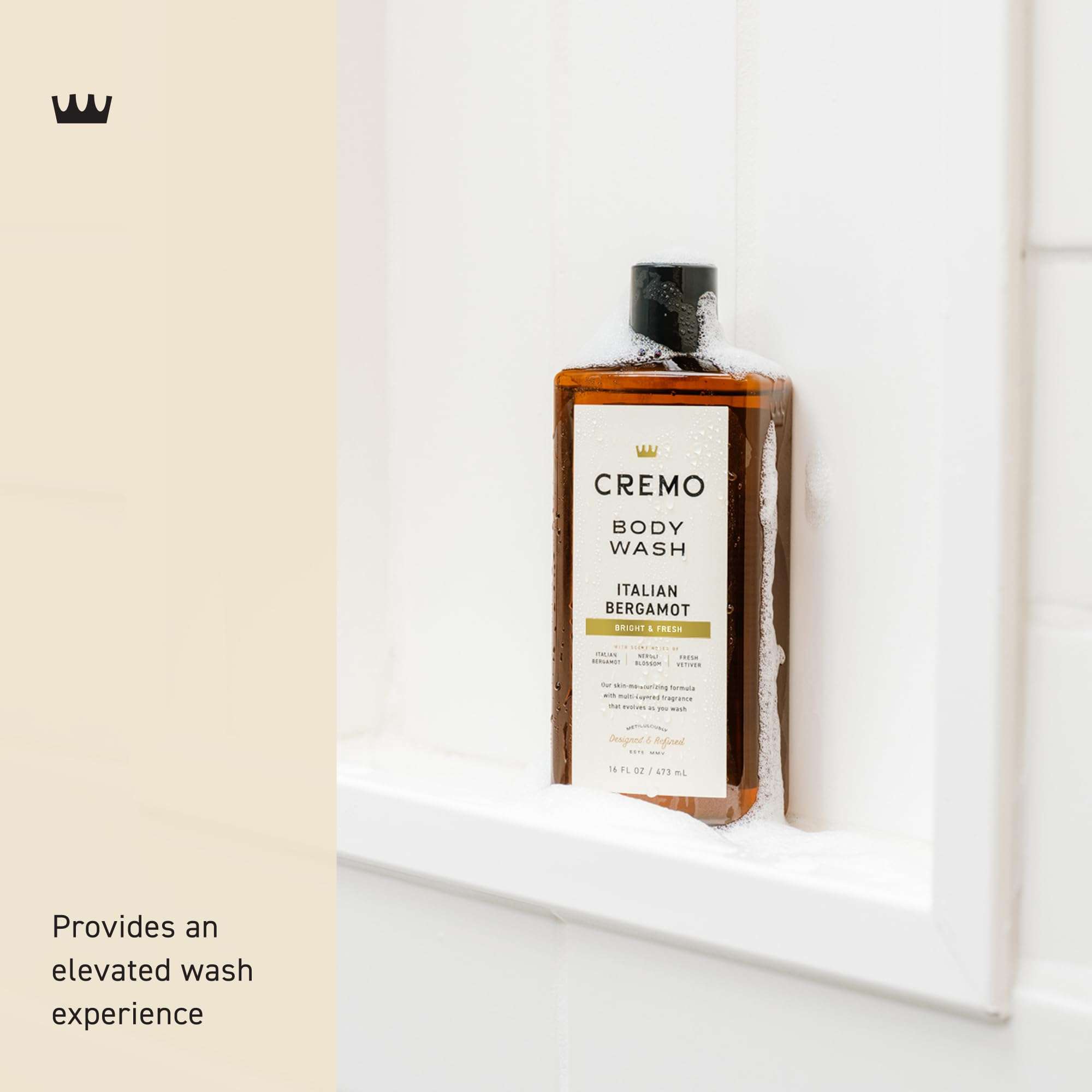 Cremo Body Wash Men, Notes of Italian Bergamot, Neroli Blossom, and Fresh Vetiver, Rich-Lathering Italian Bergamot, 16 Fl Oz - Image 3