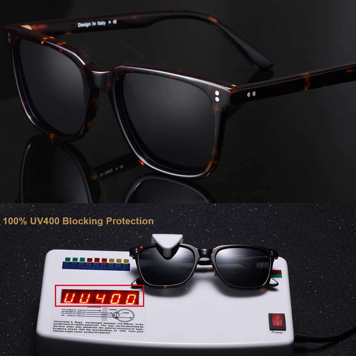 CARFIA Polarized Men's Sunglasses UV400 Protection for Driving Fishing Cool Man Acetate Shades CA5354L - Image 4
