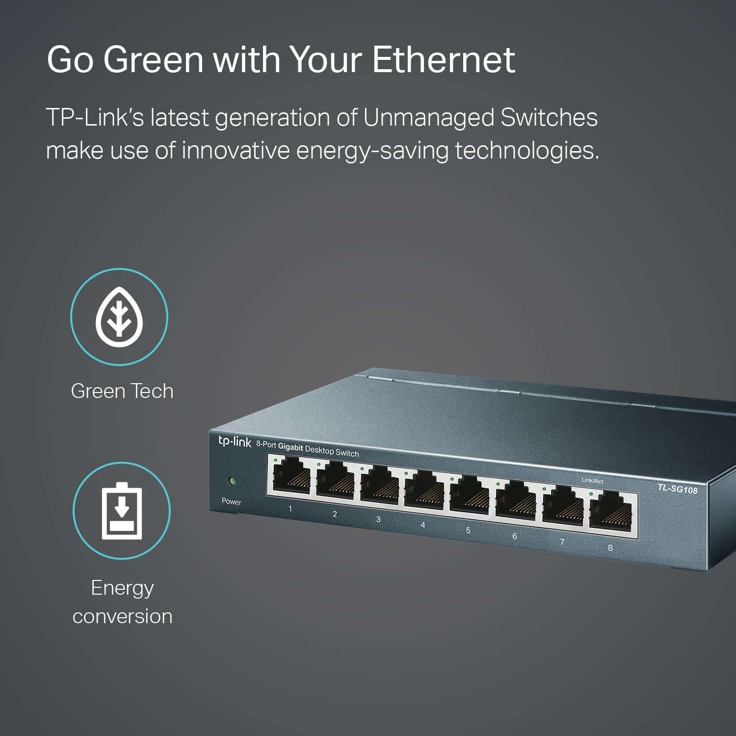 TP-Link 8 Port Gigabit Ethernet Network Switch - Ethernet Splitter | Plug & Play | Fanless | Sturdy Metal w/ Shielded Ports | Traffic Optimization | Unmanaged | Lifetime Protection (TL-SG108) - Image 6