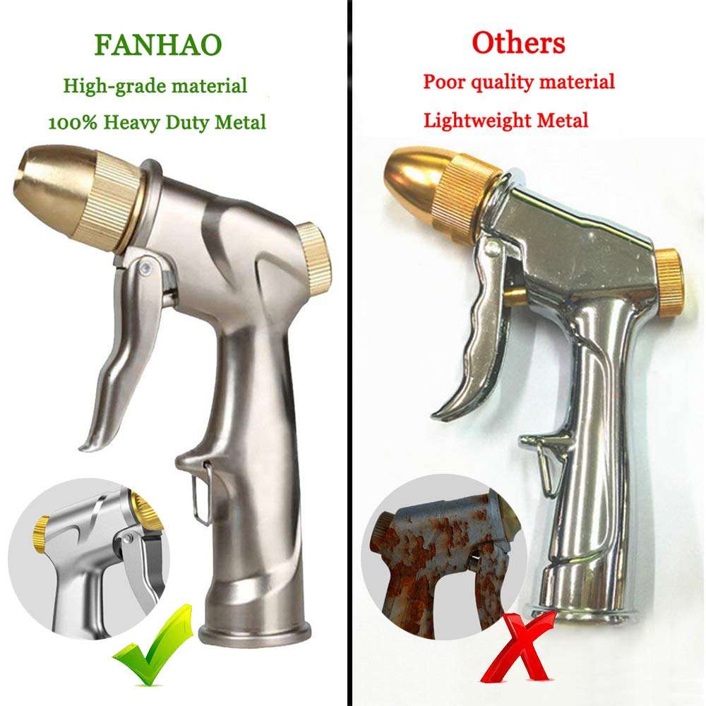 FANHAO Upgraded Garden Hose Nozzle Sprayer, 100% Heavy Duty Metal Handheld Water Nozzle High Pressure in 4 Spraying Modes for Watering Plants and Lawn, Car Washing, Patio and Pet - Image 4