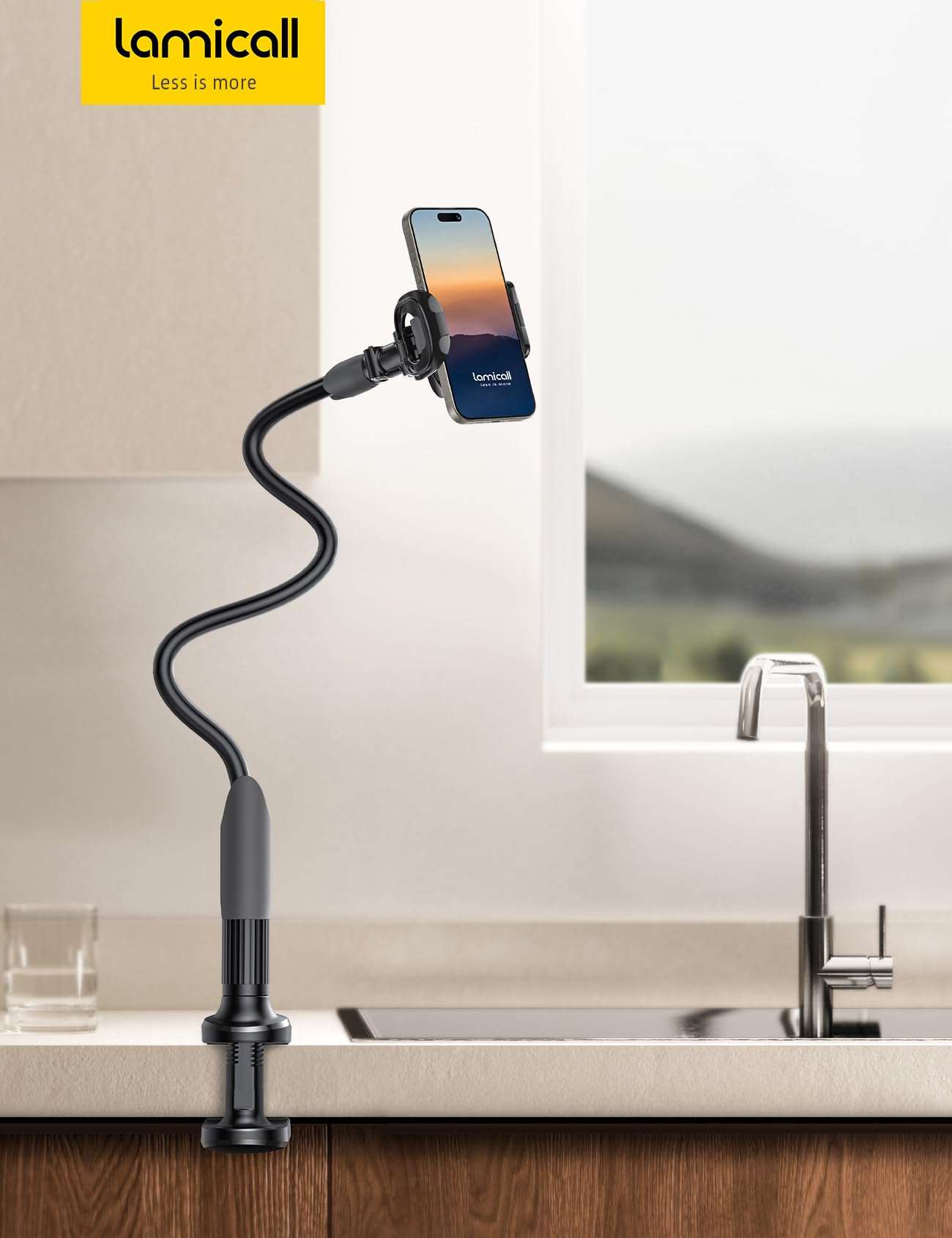 Lamicall Gooseneck Phone Holder for Bed - Cell Phone Mount Clamp Clip, Flexible Long Arm, Overhead Mount for Desk Headboard Bedside, for iPhone Air 17 Pro Max, 16 Pro Max, 15, 14 & 4-7" Phone - Image 7