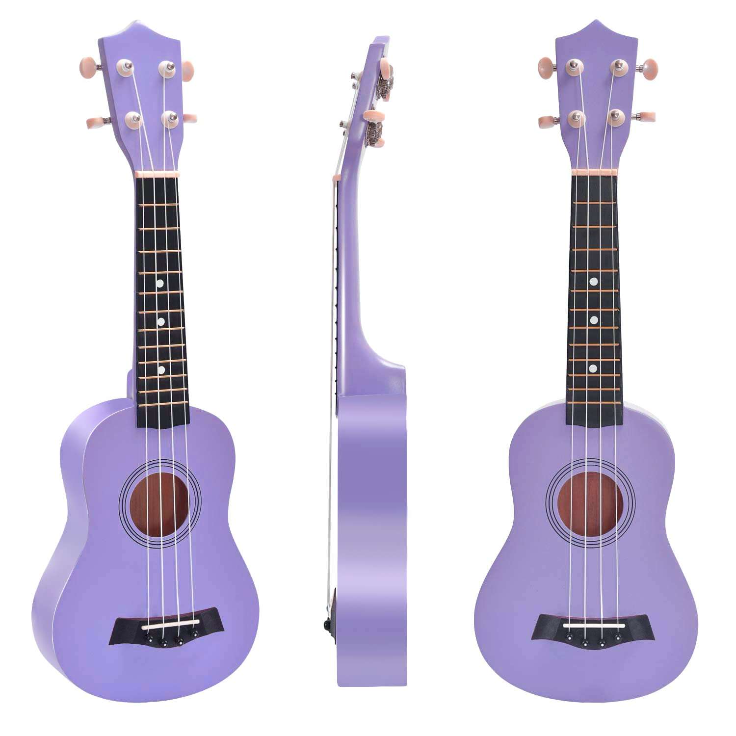 Soprano Ukulele Beginner Pack, 21 Inch Basswood kids Ukuleles Starter Kit with Gig Bag Spare Strings Tuner and Picks. (purple) - Image 2