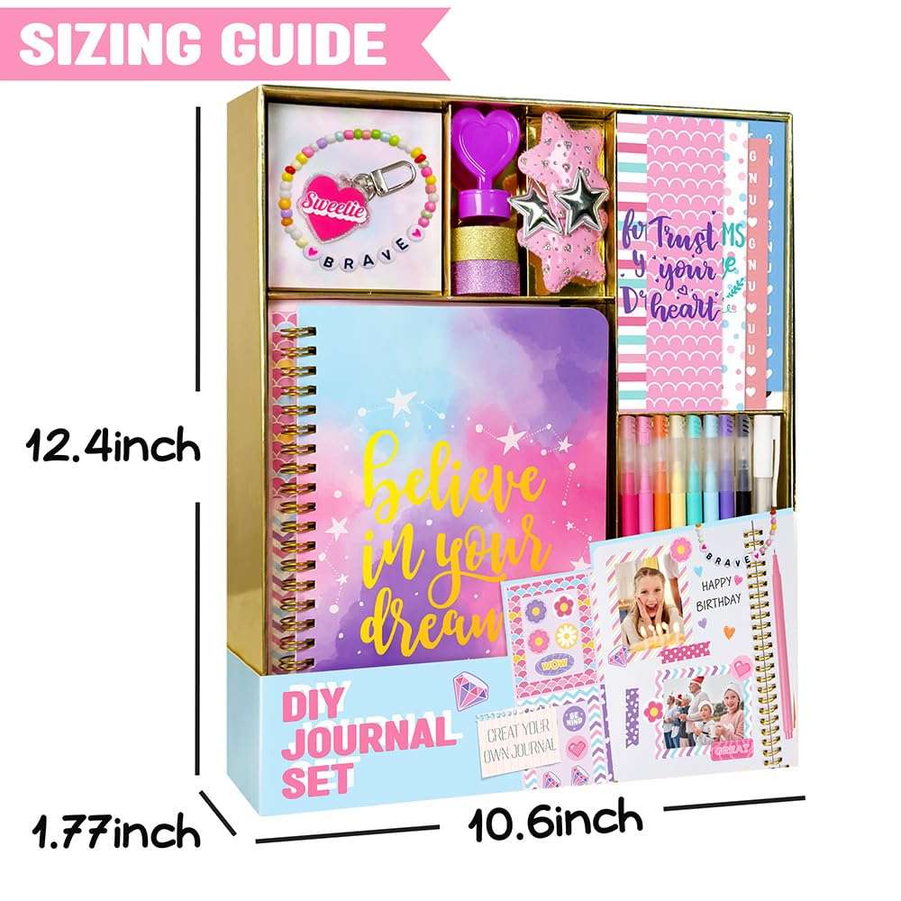 Nollh DIY Journal Kit for Girls - DIY Journal Set for Tween & Teen Girls, Stationery Set, Scrapbook & Diary Supplies Set, Journaling Art Crafts Kit, Ideal Gifts for 8 9 10 11 12 13 14 Year Old Girl - Image 3