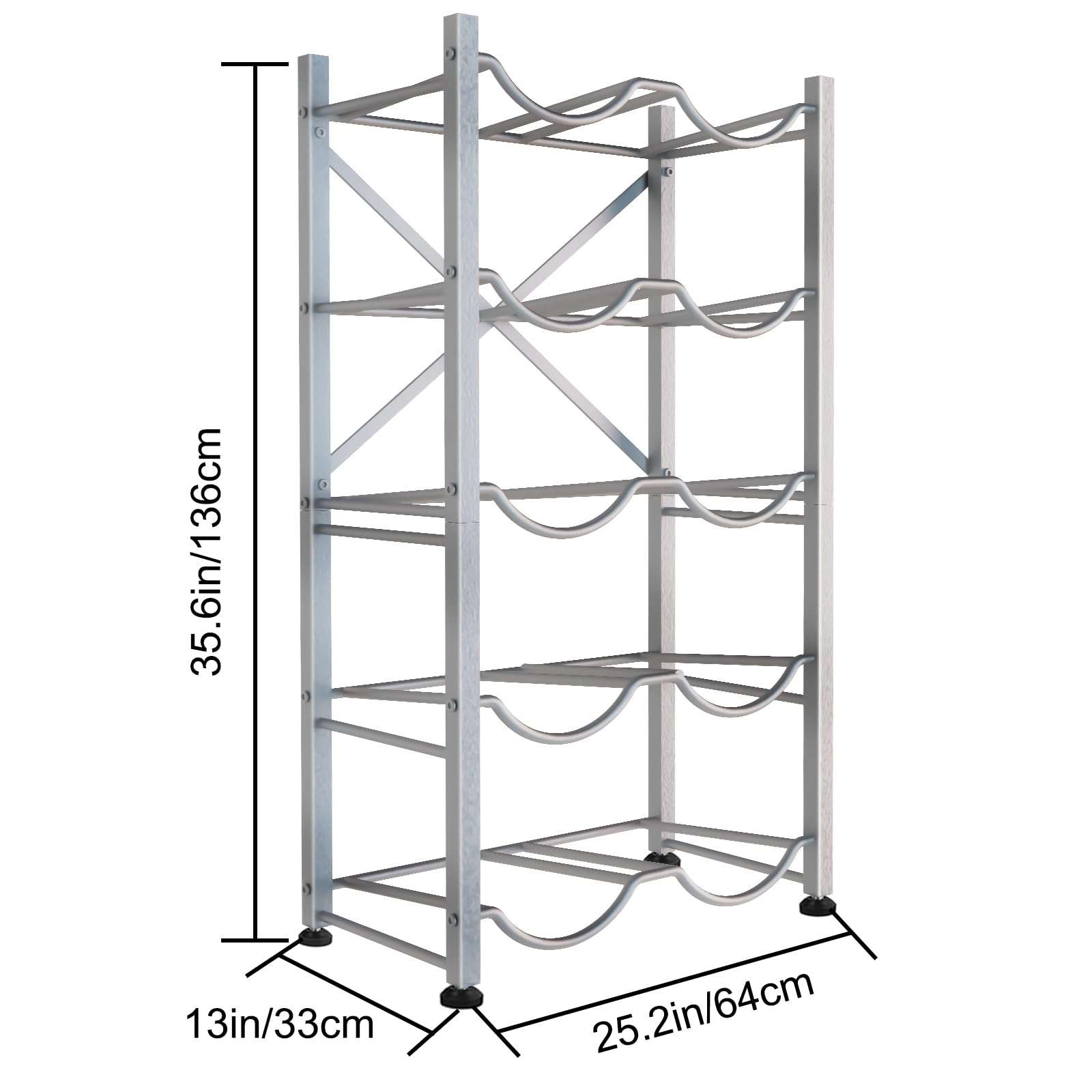 Semoprus 5 Gallon Water Bottle Holder for 10 Bottles, 5 Tiers Double Row Water Jug Holder, Detachable Heavy Duty Water Jug Stand, Water Jug Rack for Office, Kitchen, Garages, Restaurant, and Gym - Image 3