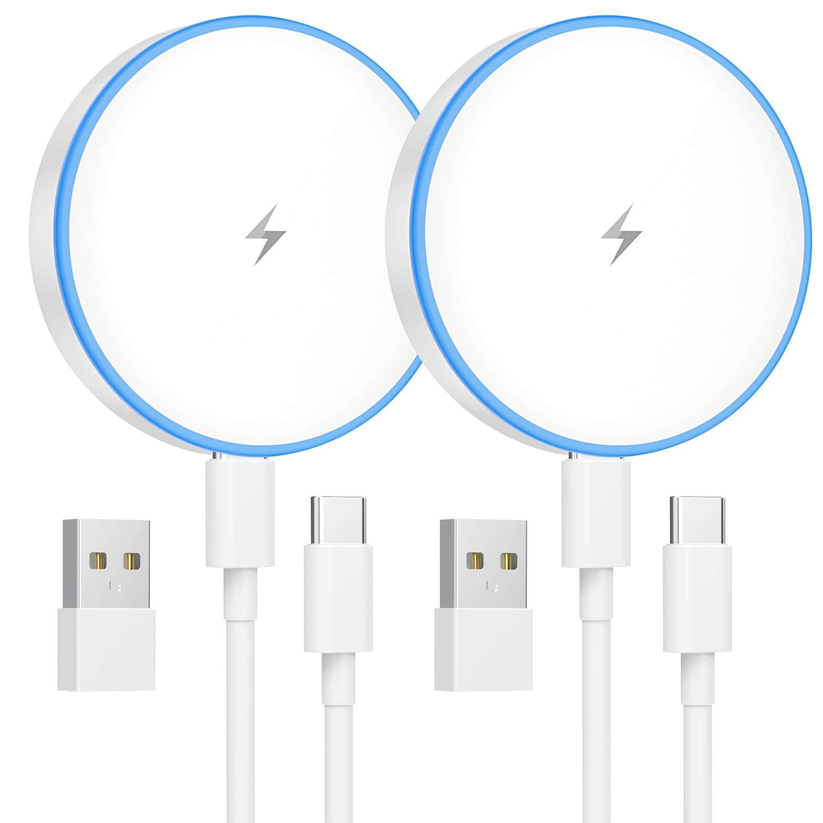 MagSafe Charger 2 Pack 15W Magnetic Wireless Charger Fast Charging Pad Compatible with iPhone 16/15/14/13/12 Series & AirPods 3/2/Pro Magnetic MagSafe Charging Pad with Dual Ports - Image 1