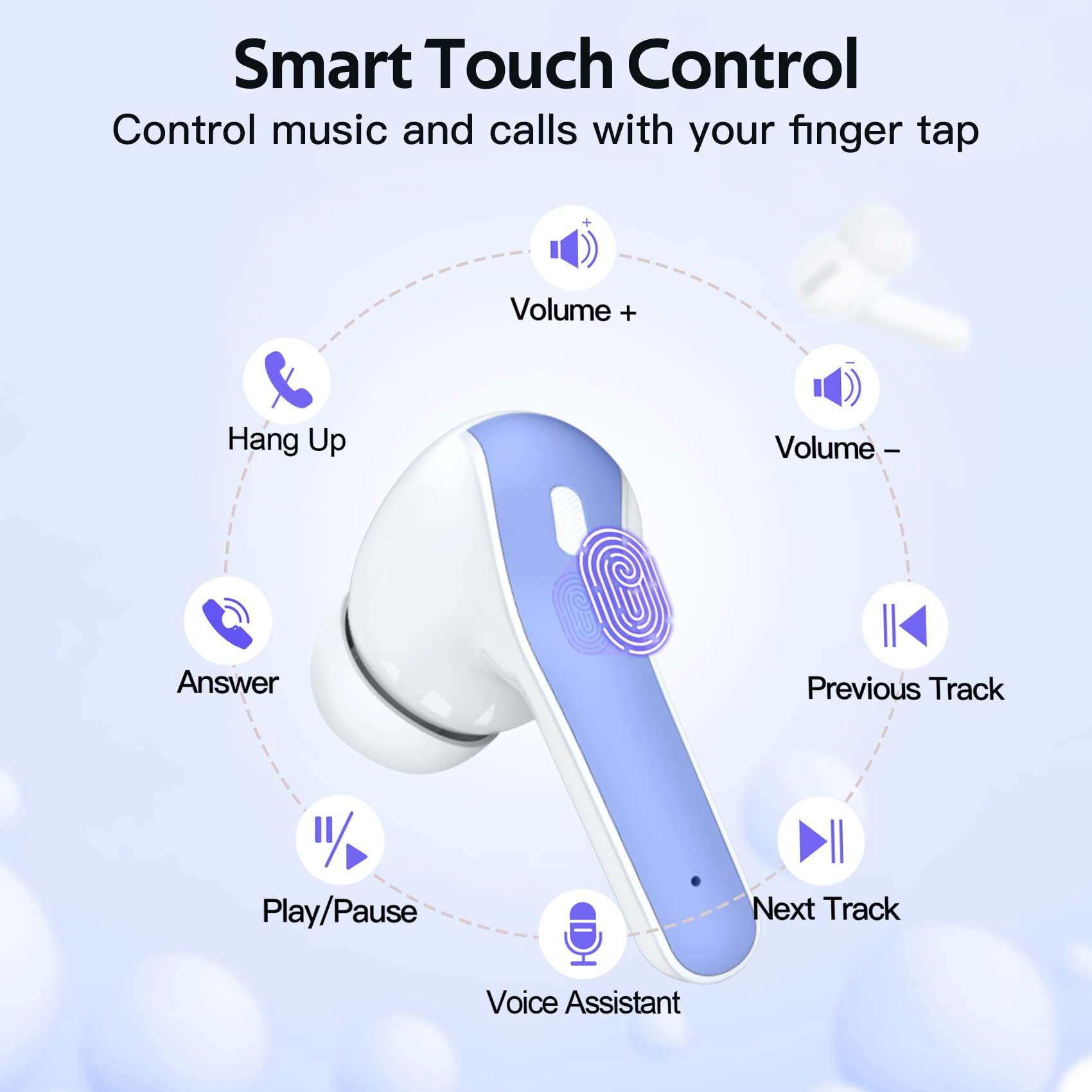 TAGRY Bluetooth Headphones True Wireless Earbuds 60H Playback LED Power Display Earphones with Wireless Charging Case IPX5 Waterproof in-Ear Ear buds with Mic for TV Smart Phone Laptop Computer Sports - Image 4