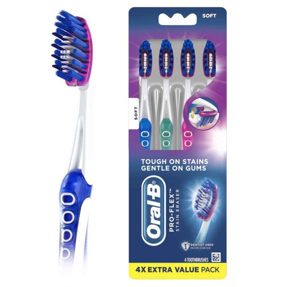 Oral-B Pro-Flex Stain Eraser Toothbrushes, Soft, 4 Count - Image 1