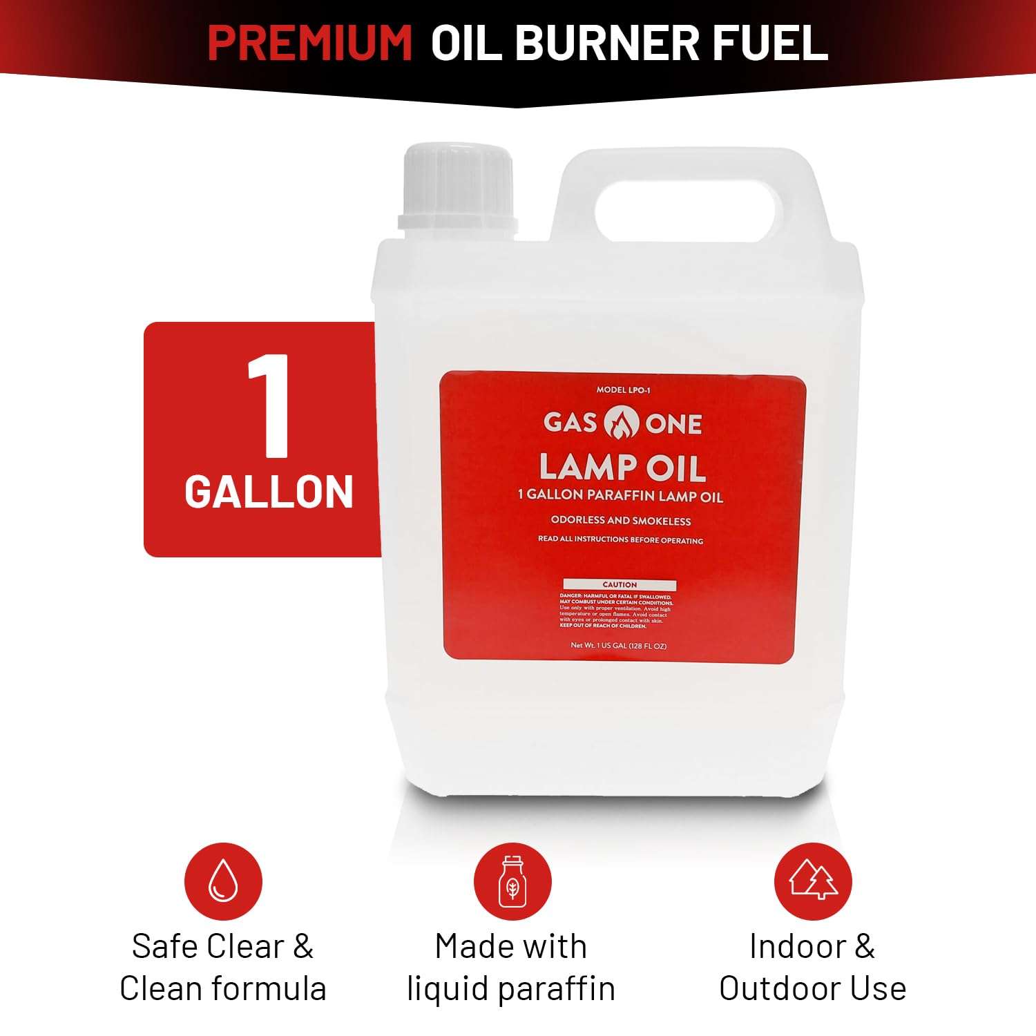 GasOne Liquid Paraffin Lamp Oil – 1 Gallon (128oz) Clear – Odorless, Smokeless Indoor Outdoor Fuel for Lanterns, Lamps, and Torches – Safe Packaging - Image 2