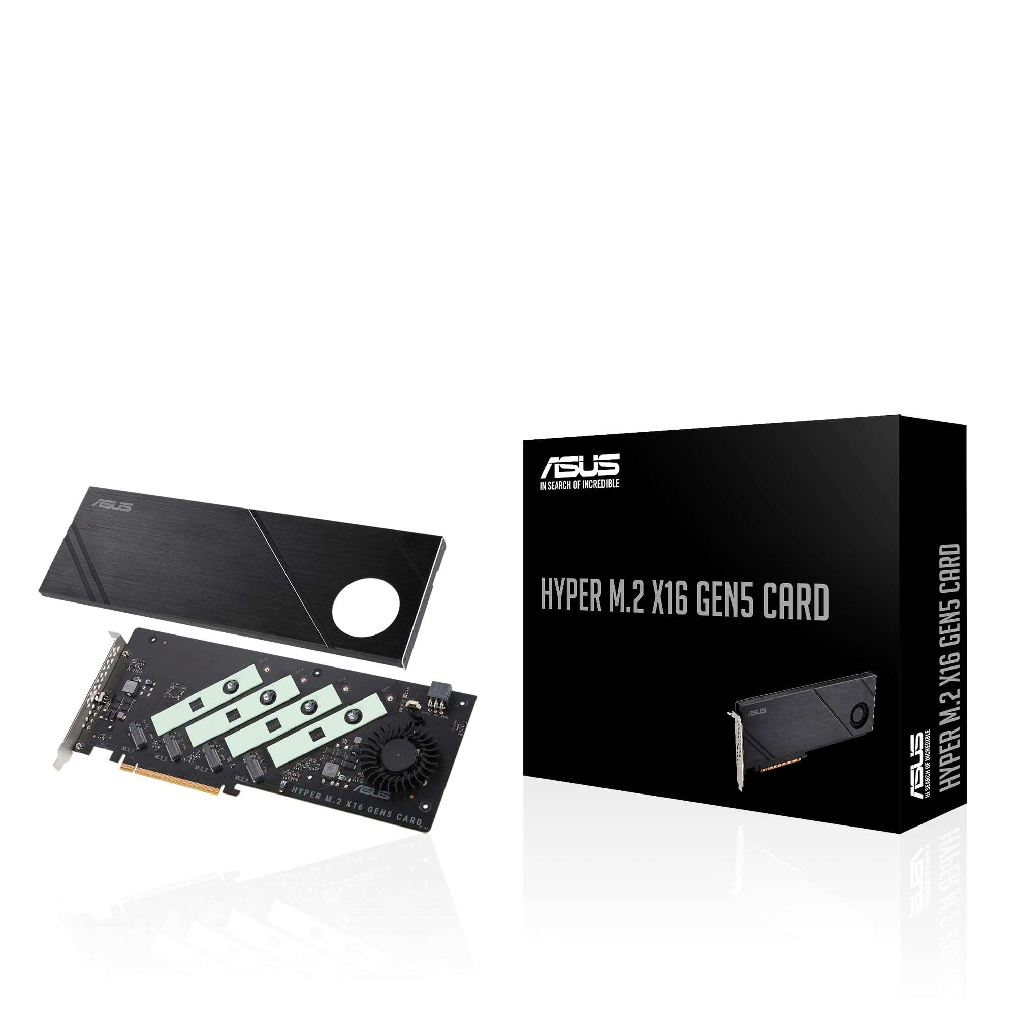ASUS Hyper M.2 x16 Gen5 Card (PCIe 5.0/4.0) Supports Four NVMe M.2 (2242/2260/2280/22110) Devices up to 512 Gbps for AMD and Intel® Platform RAID Functions. - Image 1
