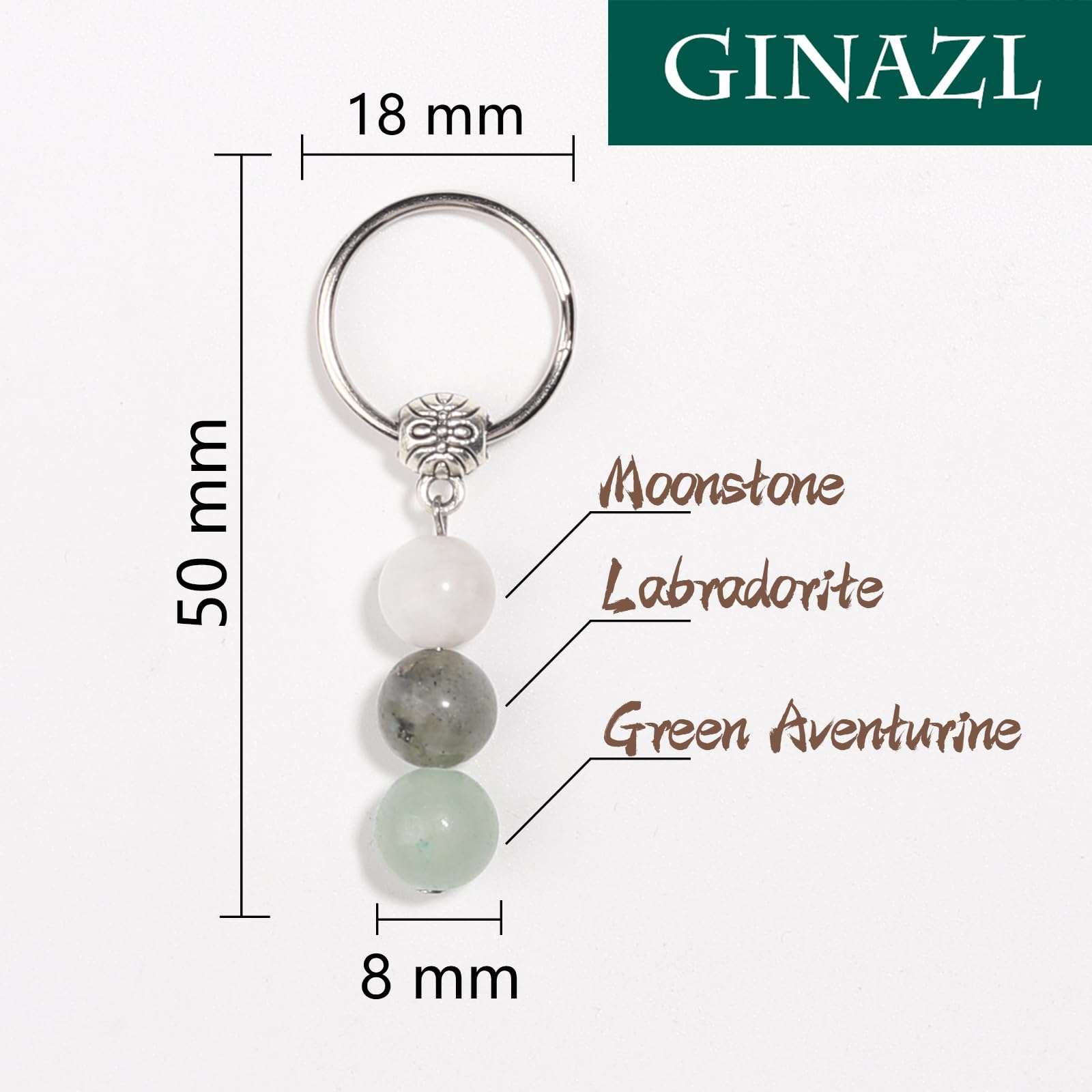 GINAZL Natural Crystals Keychain Gift for New Beginnings, Small Healing Stones Keychain for Anxiety Relief. Healing Crystals - Image 2