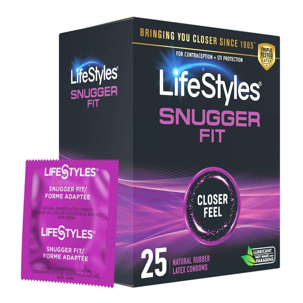 Lifestyles Snugger Fit Natural Rubber and Lubricated Latex Condoms Value Pack, 25 Count, 1 Pack, Triple Tested for Best Protection, Made with UltraGlide Silicone Lube - Image 1