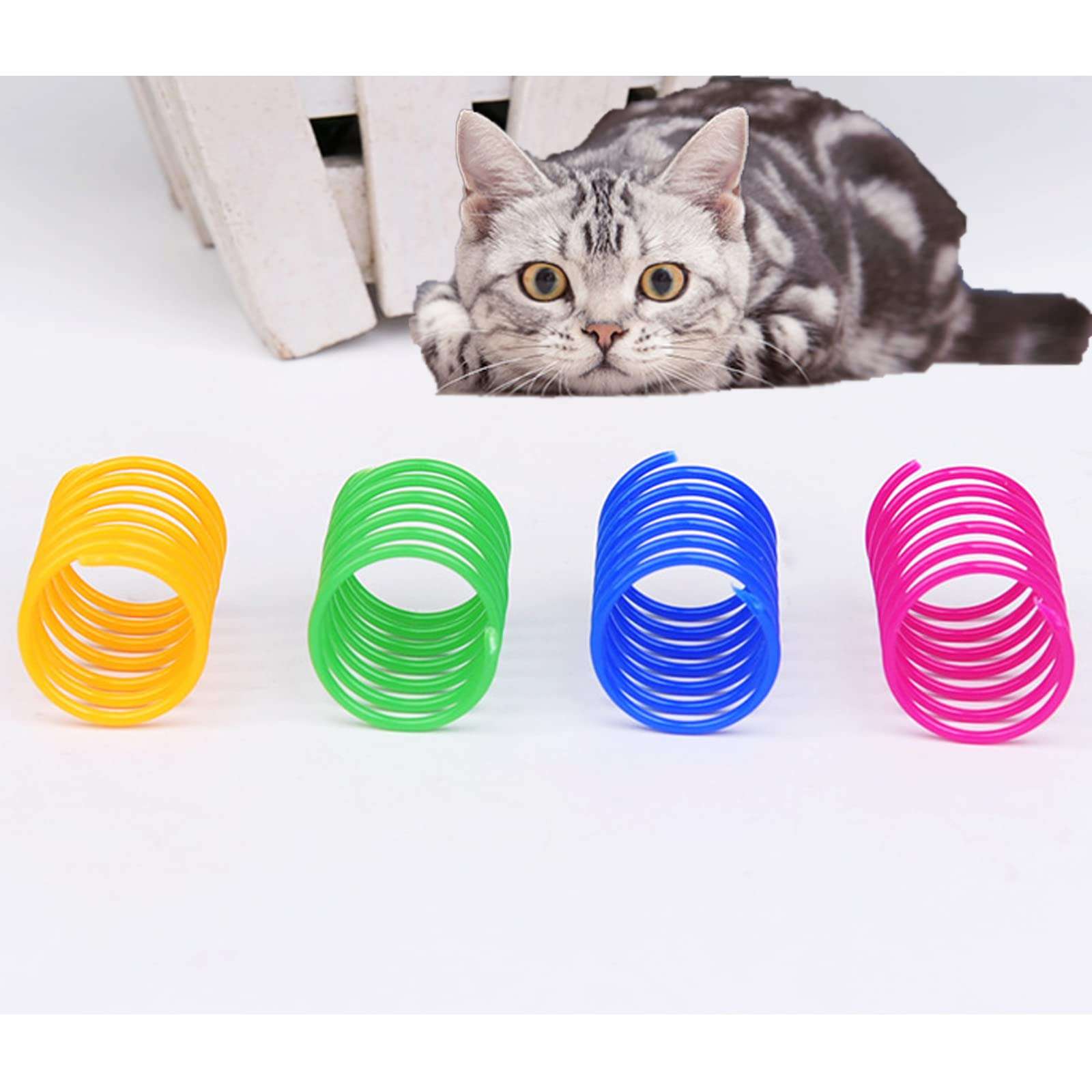 AIMICOCA 120 Pack Cat Spring Toy - Interactive Plastic Coils for Indoor Cats, Colorful Spiral Springs for Swatting, Biting, Hunting - Active Healthy Fitness Play Kitten Toys - Image 4