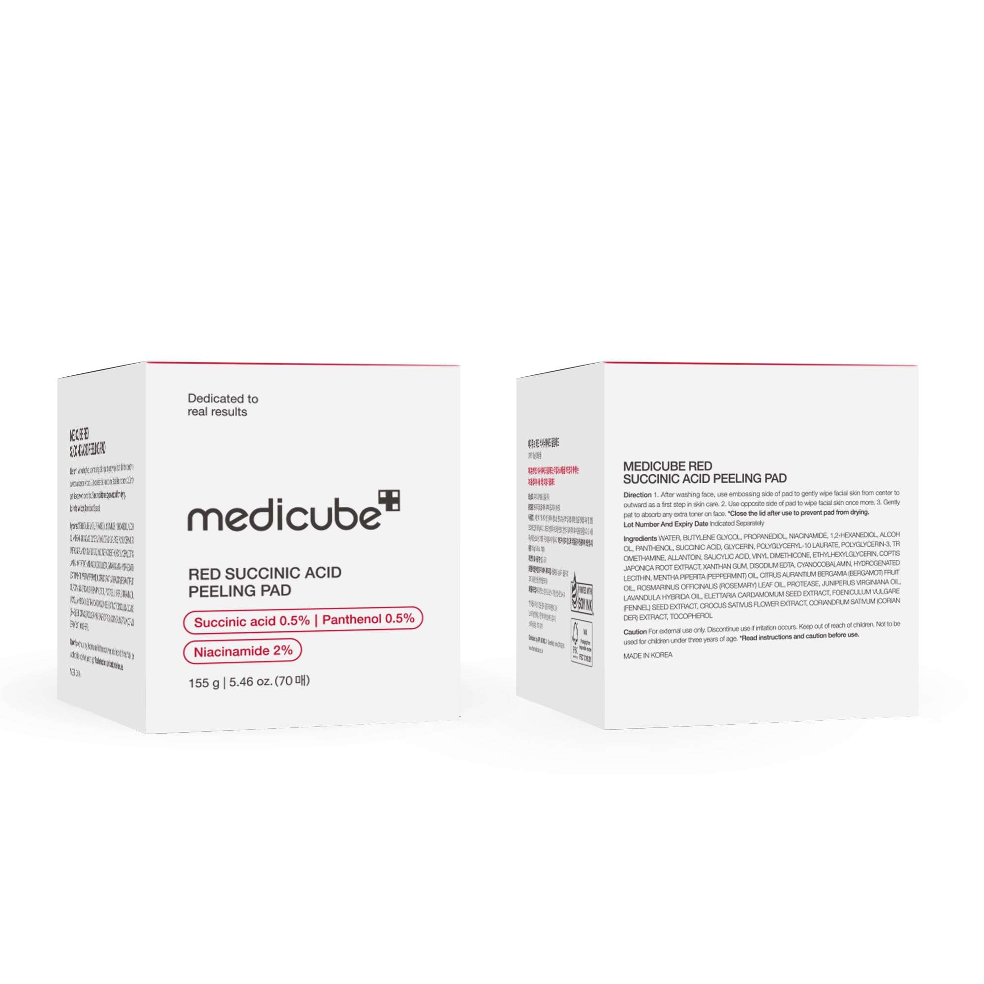 Medicube Red Succinic Acid Panthenol Facial Peeling Pads - Exfoliating Toner Pads for Breakout-Prone Skin with Niacinamide, AHA, BHA, and Soothing Panthenol - Non-Comedogenic - Image 8
