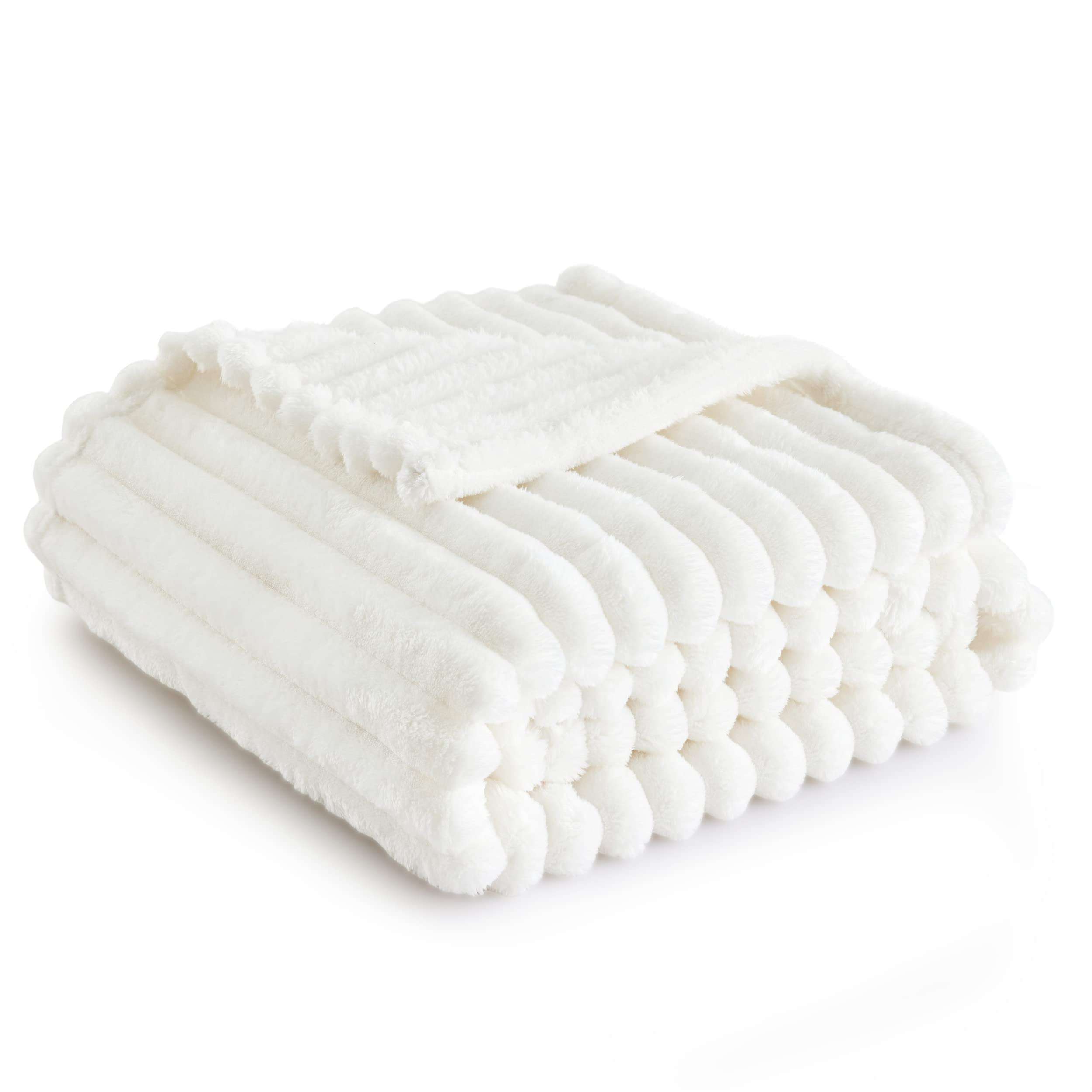 Bedsure GentleSoft White Throw Blanket for Couch - Cozy Blanket for Women, Cute Fleece Throws for Girls Sofa Couch Cover, Birthday Gifts for Women, Room Fall Halloween Decor, Off White, 50x60 Inches - Image 1