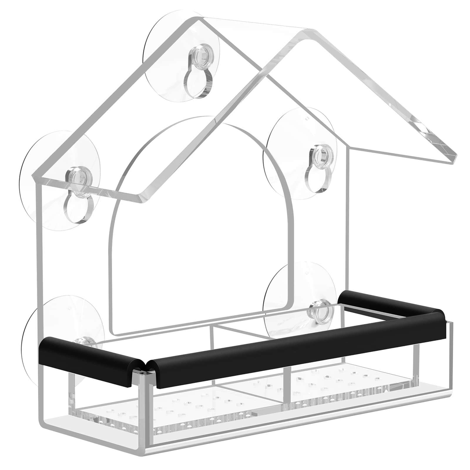 Clear Window Bird Feeder with 5 Extra Strong Suction Cups, DY-SKTY Sturdy and Durable Acrylic Birdfeeders for Viewing Wild Birds Outside, as a Bird Watching Gift, Outdoor Birdhouse Box, Garden Decor - Image 1