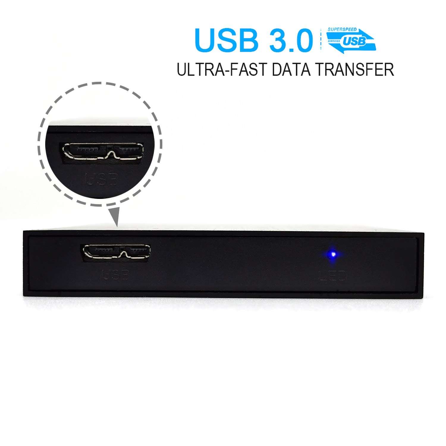 HWAYO 2.5'' 320GB Ultra Slim Portable External Hard Drive USB3.0 HDD Storage for Xbox One Consle, PC, Laptop (Black) - Image 3