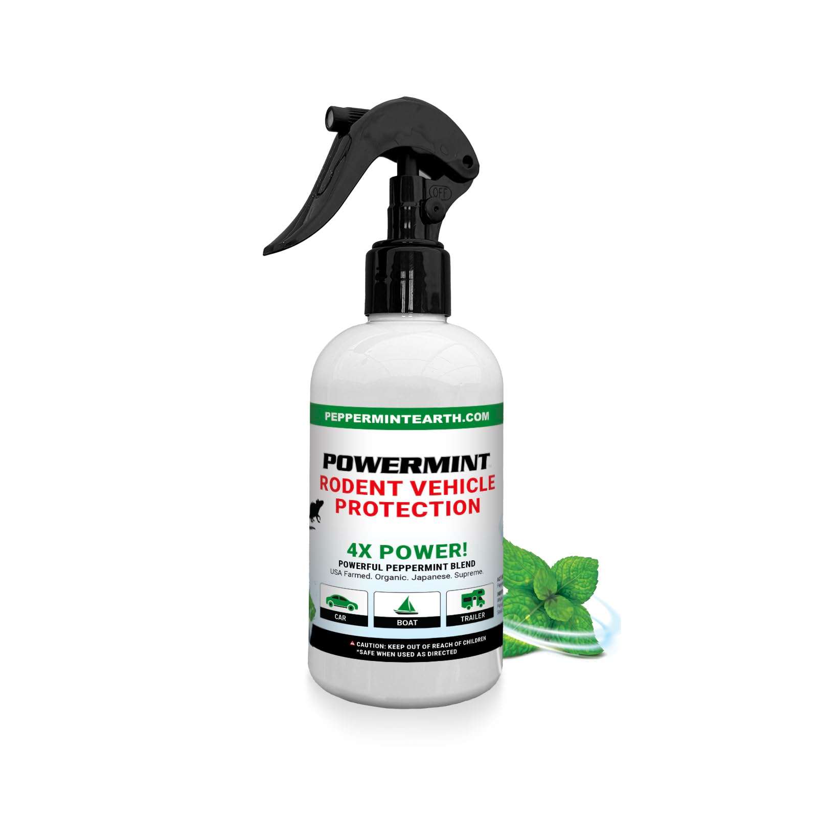 Powermint 8 Oz Peppermint Oil Rodent Vehicle Protection Spray - for Vehicle Engines and Interiors - Cars, Trucks, RVs, and Boats - Image 1