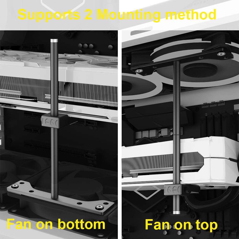 GPU Support Bracket, GPU Holder Stand, Adjustable GPU Sag Bracket Graphics Card Support for 12cm Fan Mount CNC Aluminum (0.63-6.3inch) - Image 2