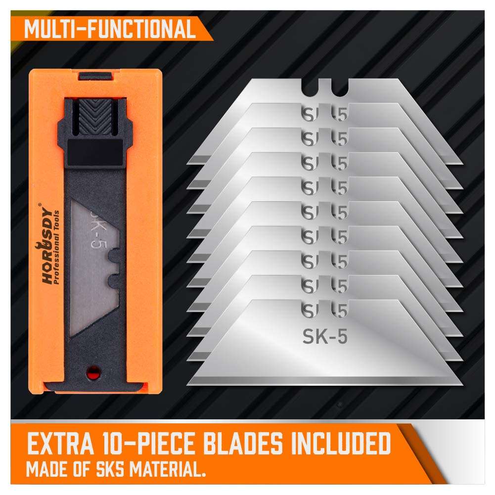 HORUSDY 4-Pack Box Cutter Utility Knife, Heavy Duty Aluminum Shell Retractable Box Cutter for Cardboard, Boxes and Cartons, Extra 10 Blades - Image 4