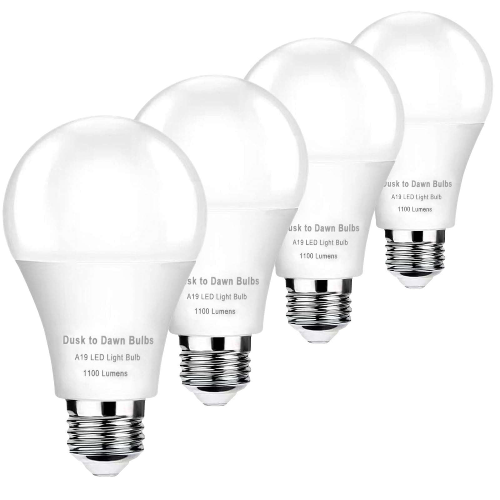 4-Pack Dusk to Dawn Light Bulbs Outdoor 75 Watt Equivalent, Automatic On/Off Sensor LED Bulb, 10W Daylight 5000K,1100 Lumen, A19 E26 Bulbs Photocell for Wall lamp Porch Garage Yard Light(Non-dimmable) - Image 1