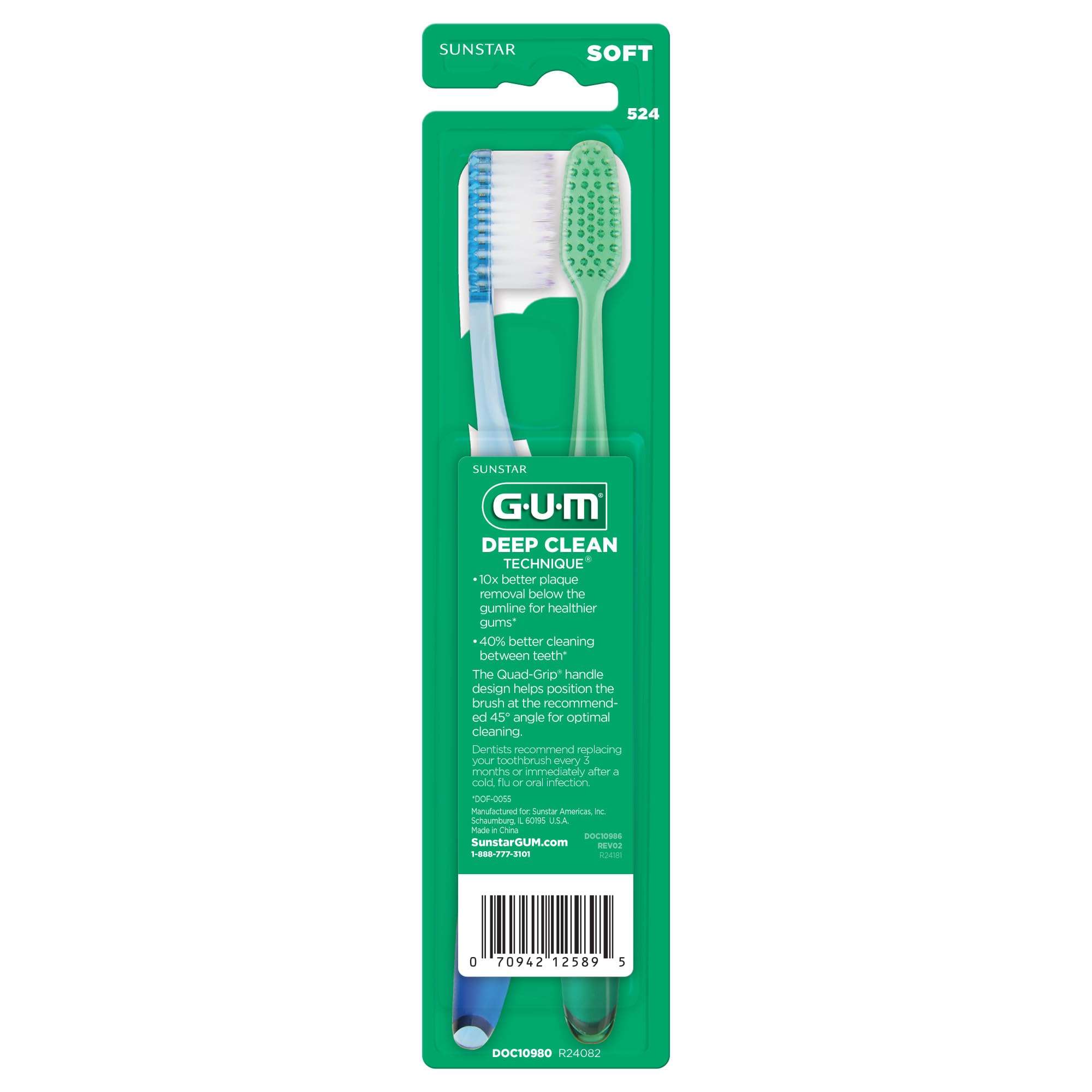 GUM Technique Deep Clean Toothbrush - Full Head - Soft Toothbrushes for Adults with Sensitive Gums - Extra Fine Bristles, 2 Count - Image 10